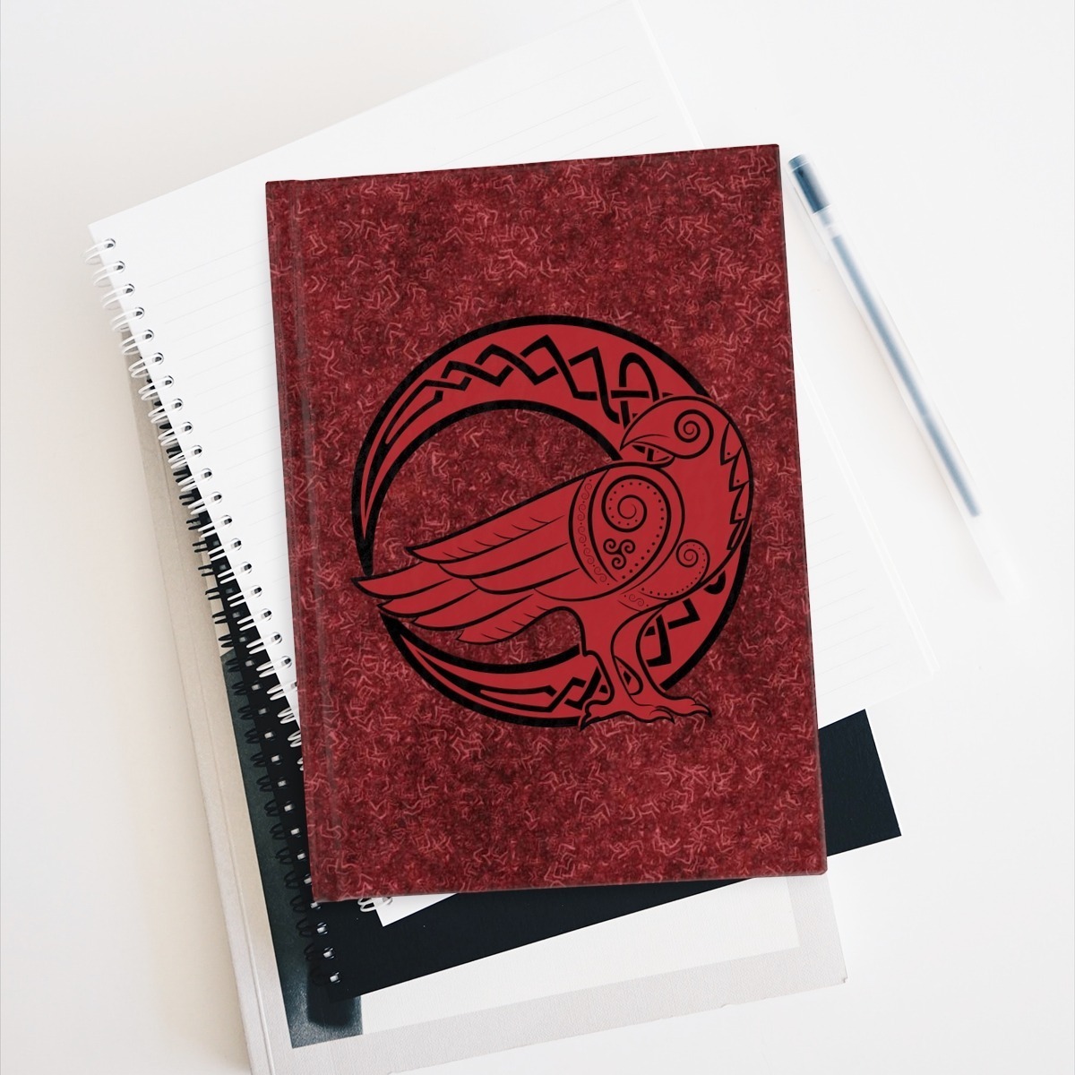 Red Raven Crescent Moon Journal – Ruled Line