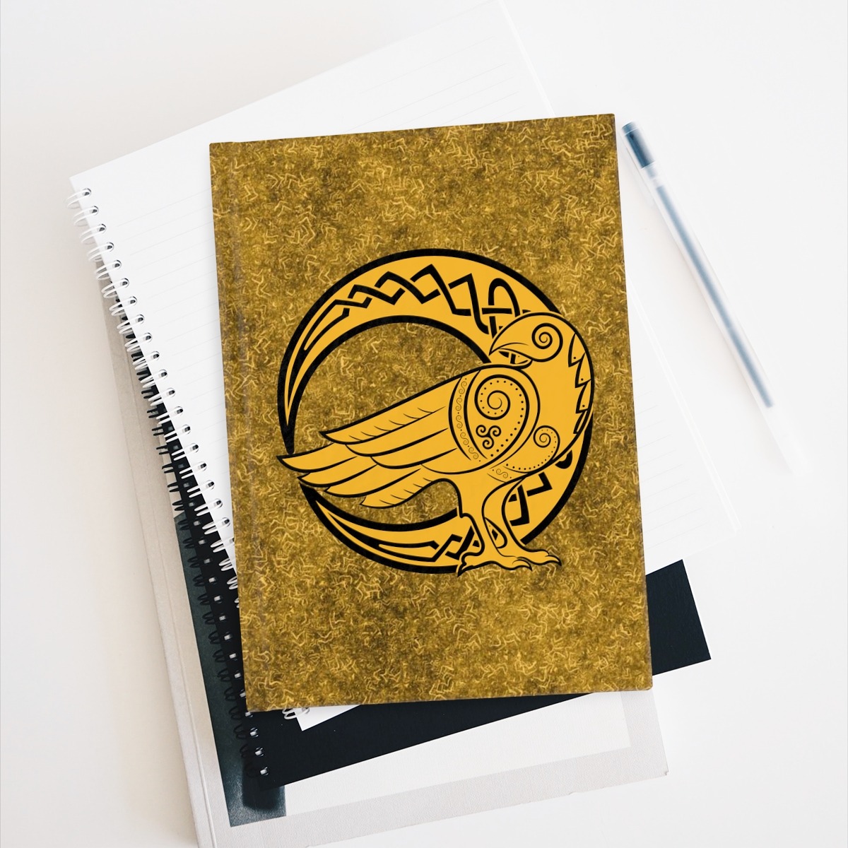 Yellow Raven Crescent Moon Journal – Ruled Line