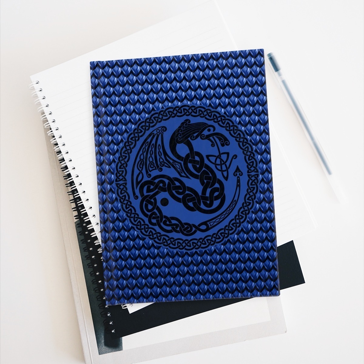 Blue Celtic Dragon Journal Ruled Line Hardcover Journal