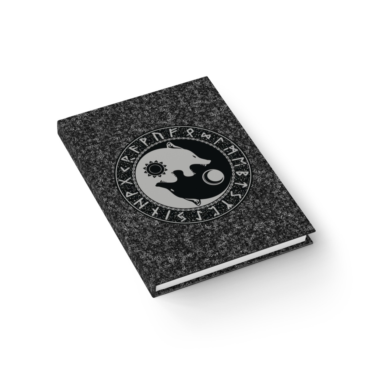 Gray Runic Wolves Yin-yang Journal – Ruled Line