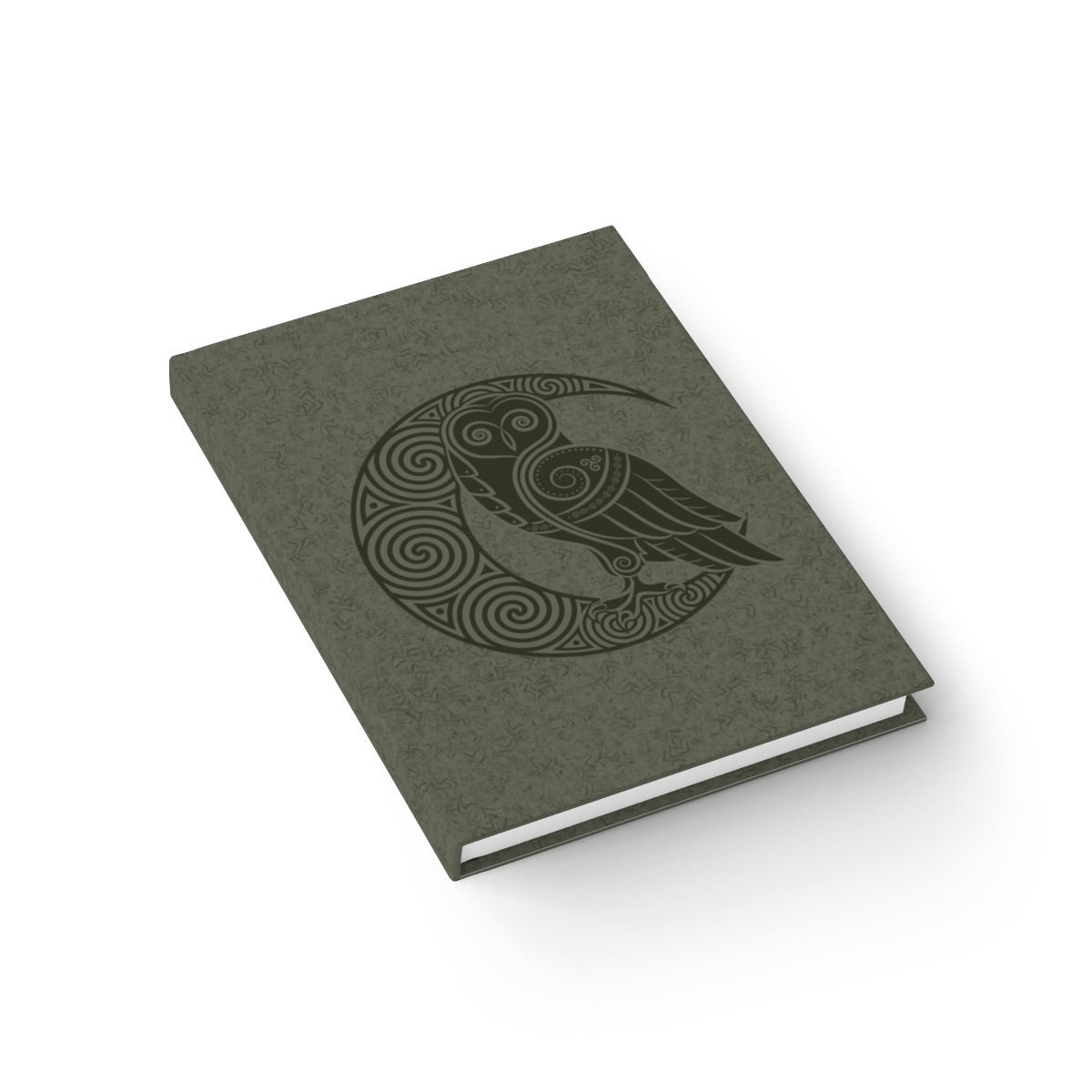Green Celtic Owl Moon Ruled Line Hardcover Journal