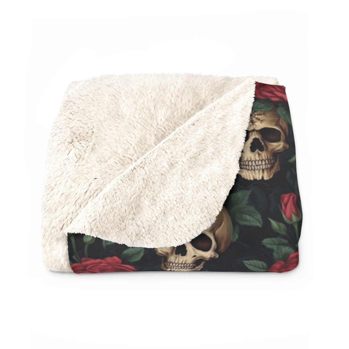 Helm of Awe Roses & Skulls Sherpa Fleece Blanket