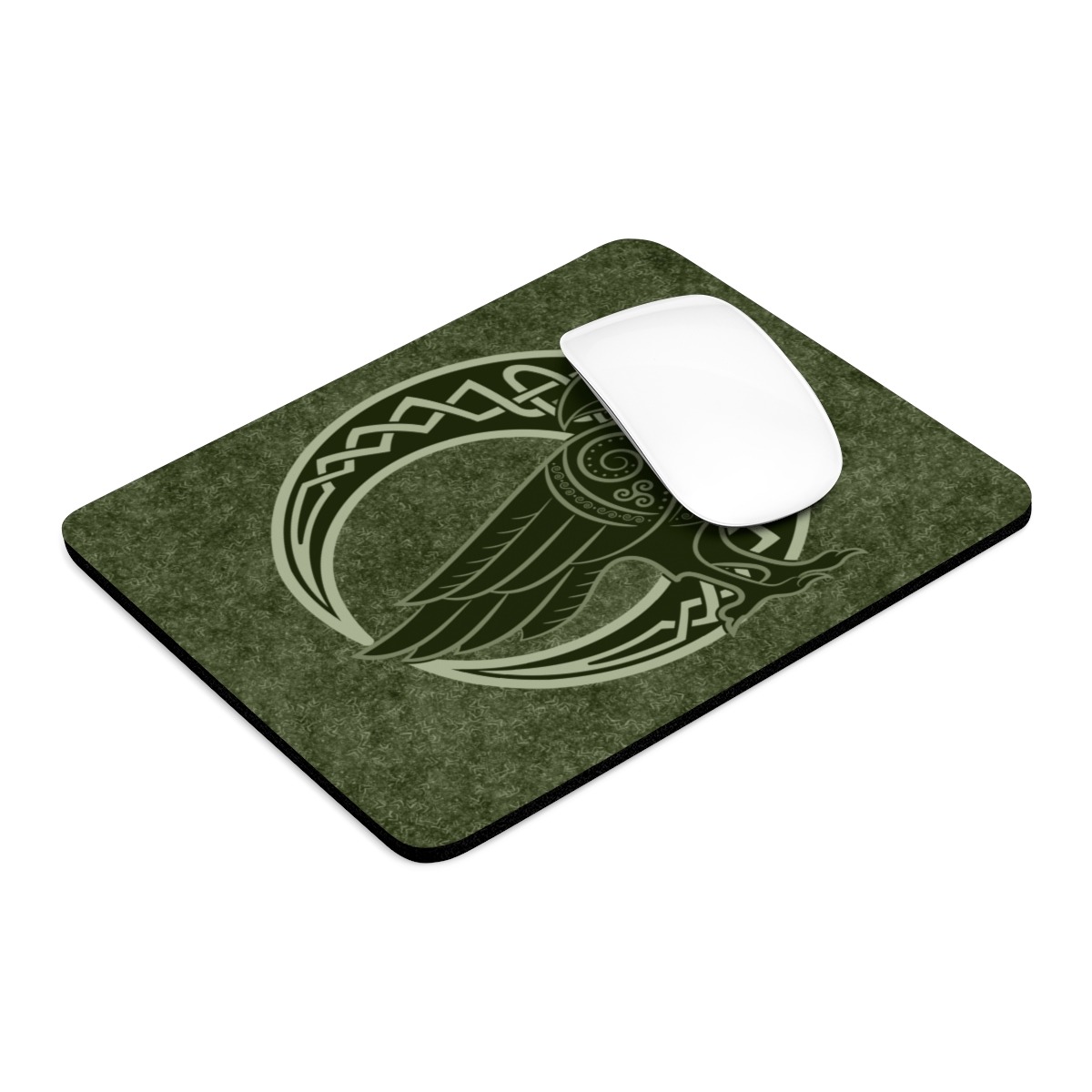Green Raven Crescent Moon Mouse Pad