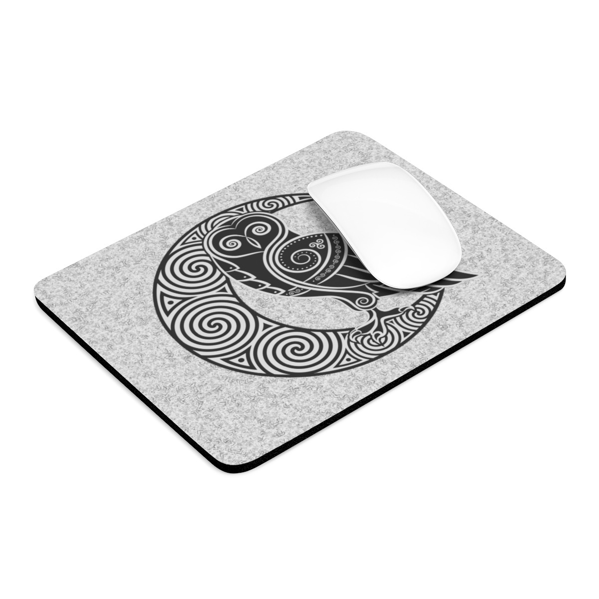 Gray Owl Crescent Moon Mouse Pad