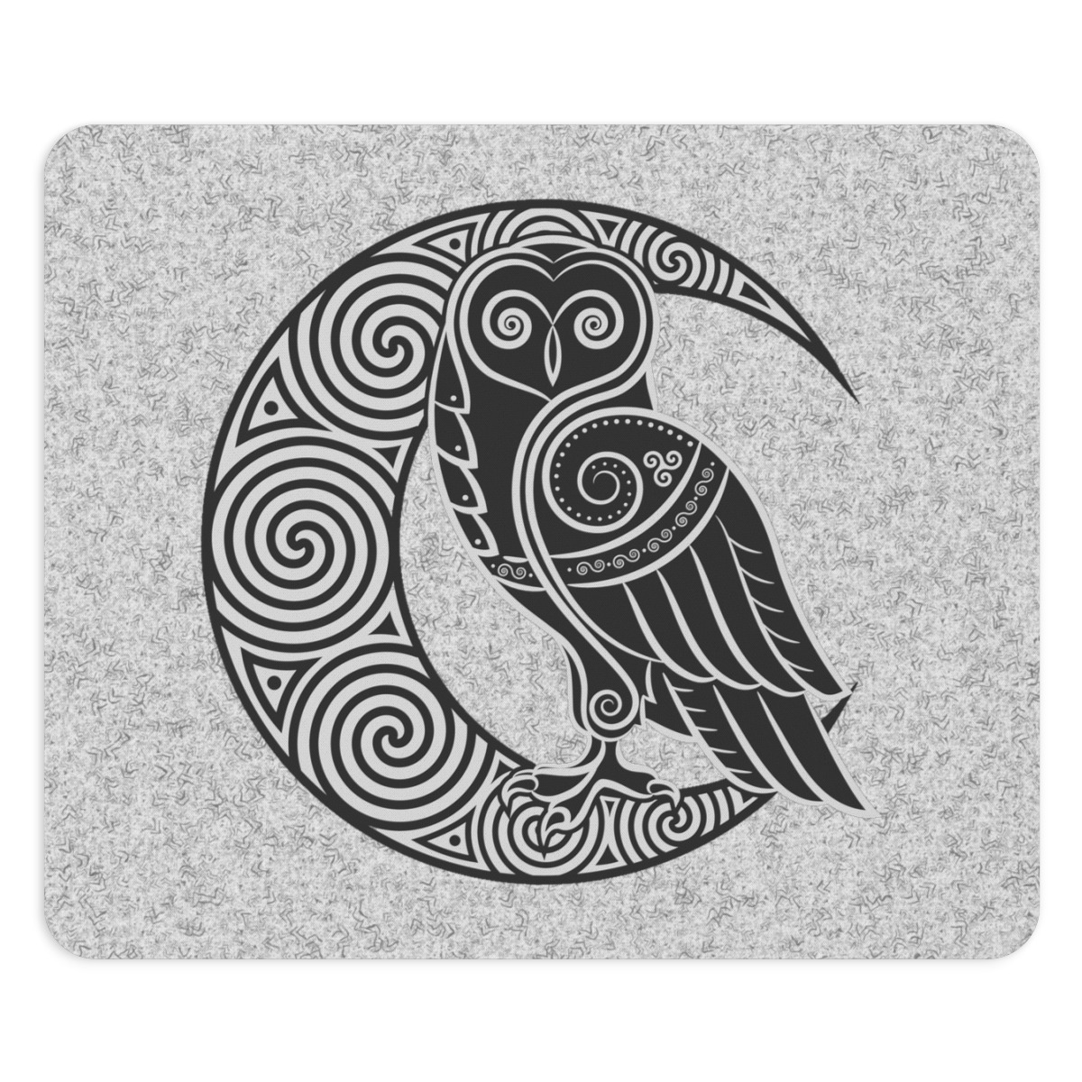 Gray Celtic Owl Moon Mouse Pad
