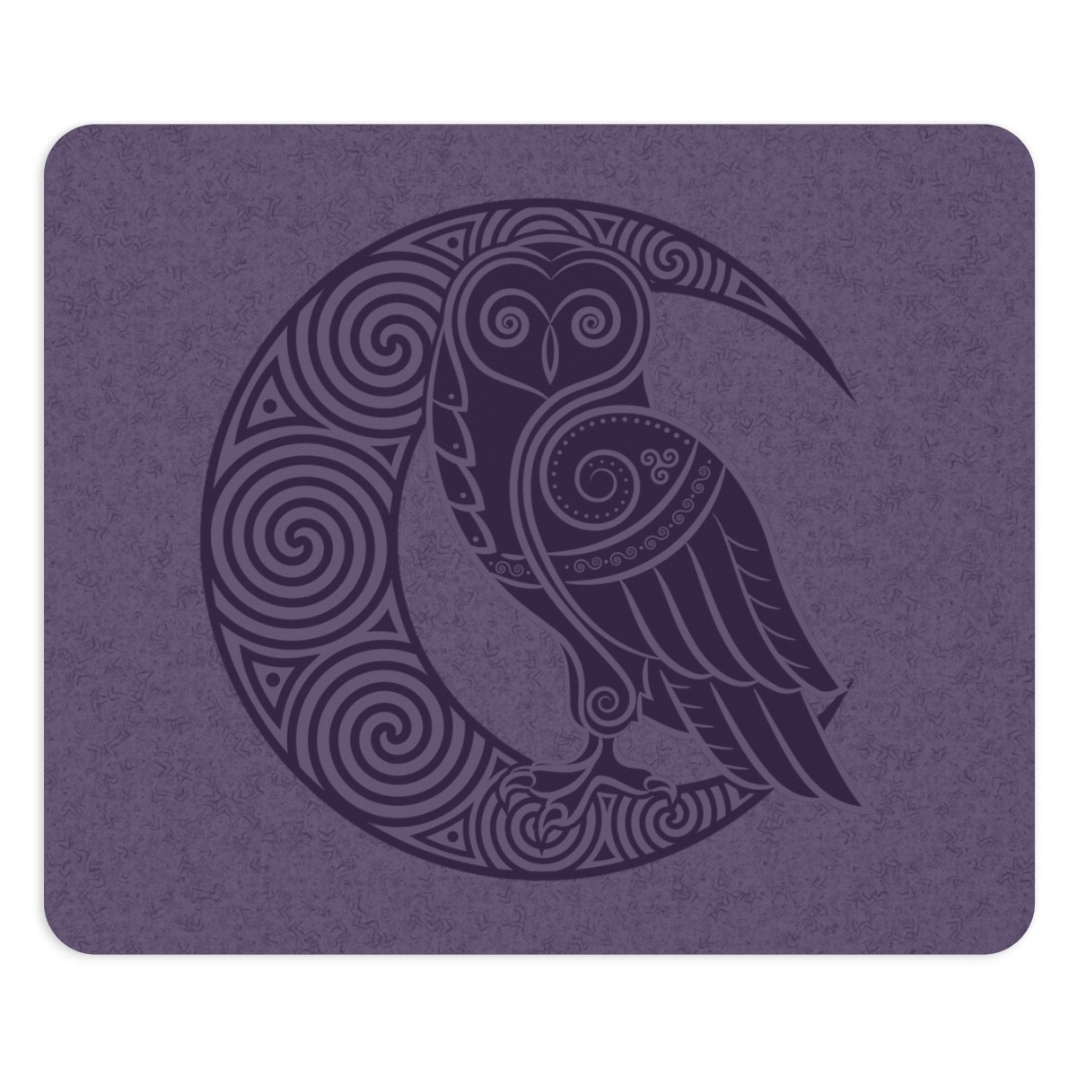 Purple Owl Crescent Moon Mouse Pad