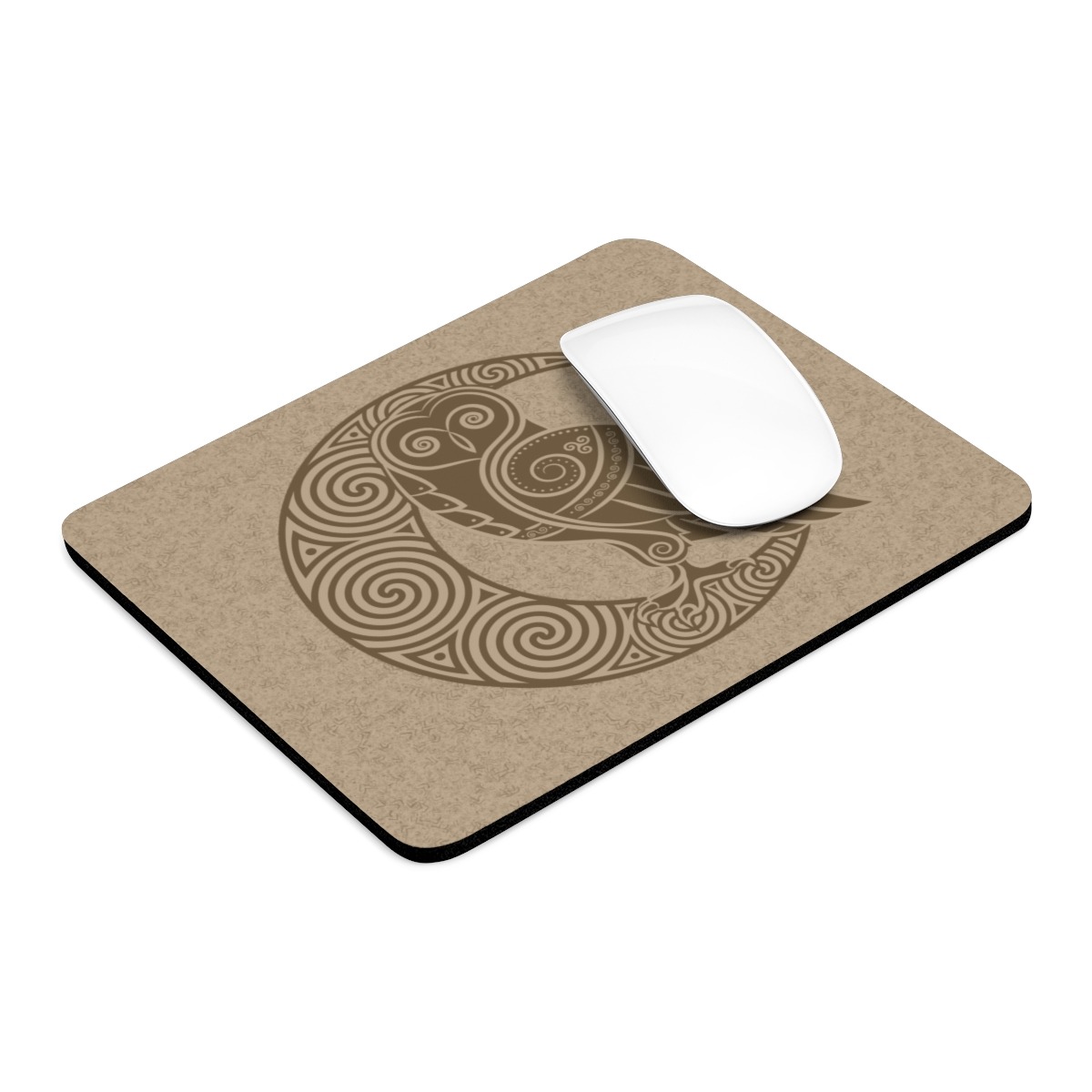 Gold Owl Crescent Moon Mouse Pad