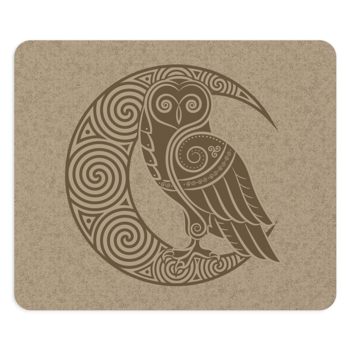 Gold Celtic Owl Moon Mouse Pad