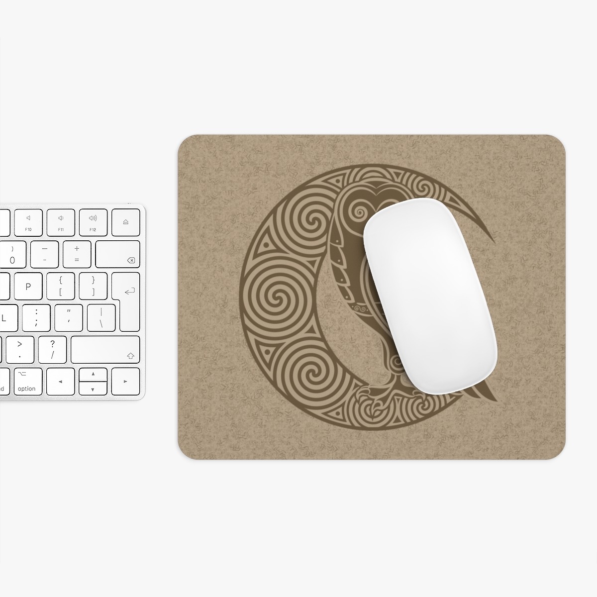 Gold Owl Crescent Moon Mouse Pad