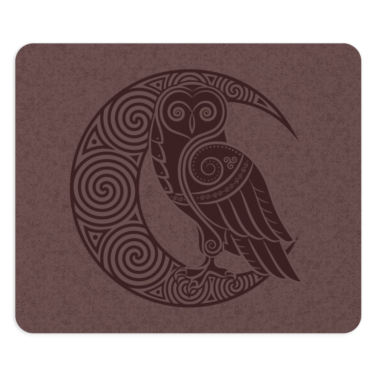 Maroon Owl Crescent Moon Mouse Pad