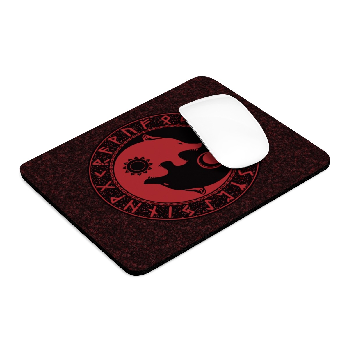 Red Runic Wolves Yin-yang Mouse Pad