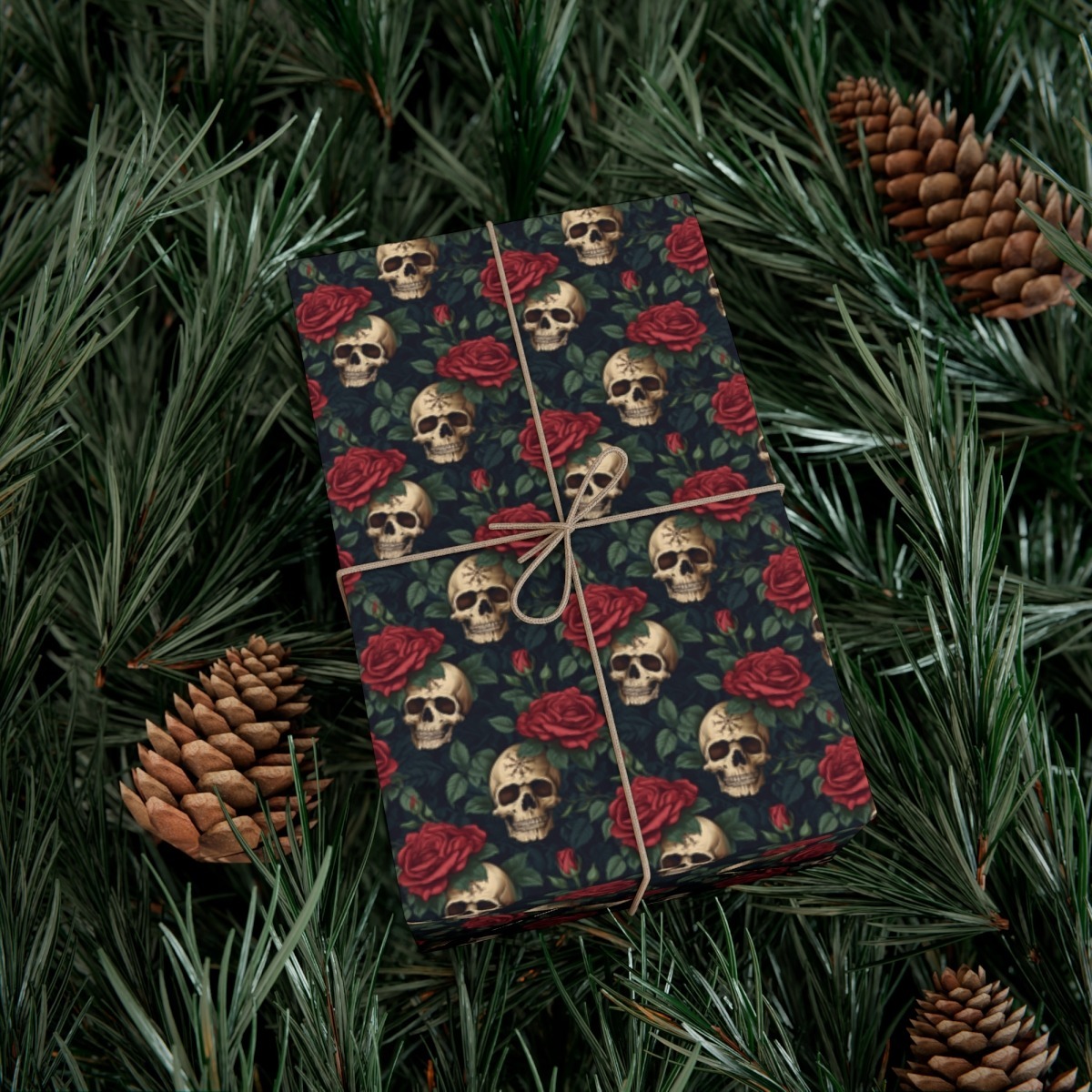 Helm of Awe Roses & Skulls Gift Wrap Papers