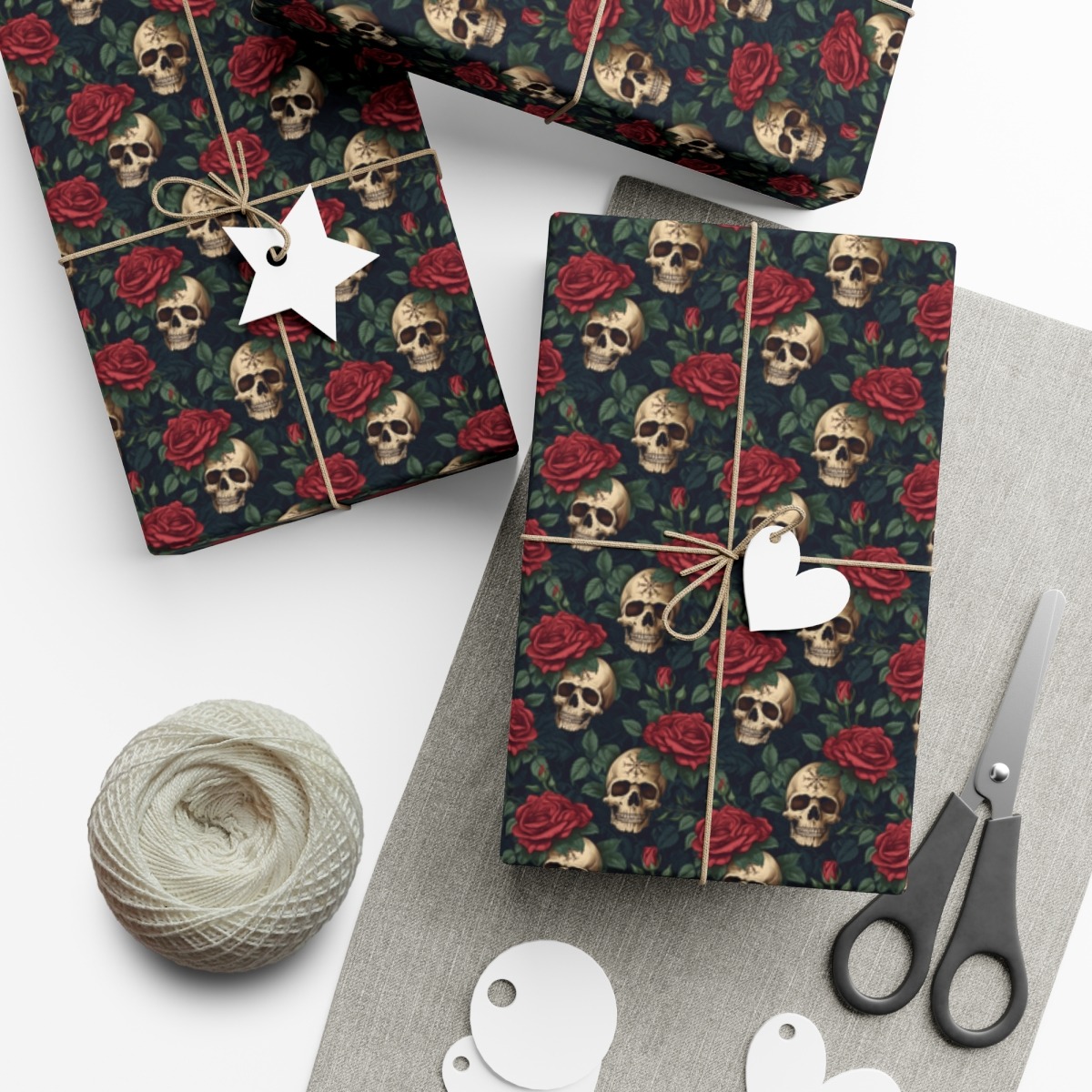 Helm of Awe Roses & Skulls Gift Wrap Papers