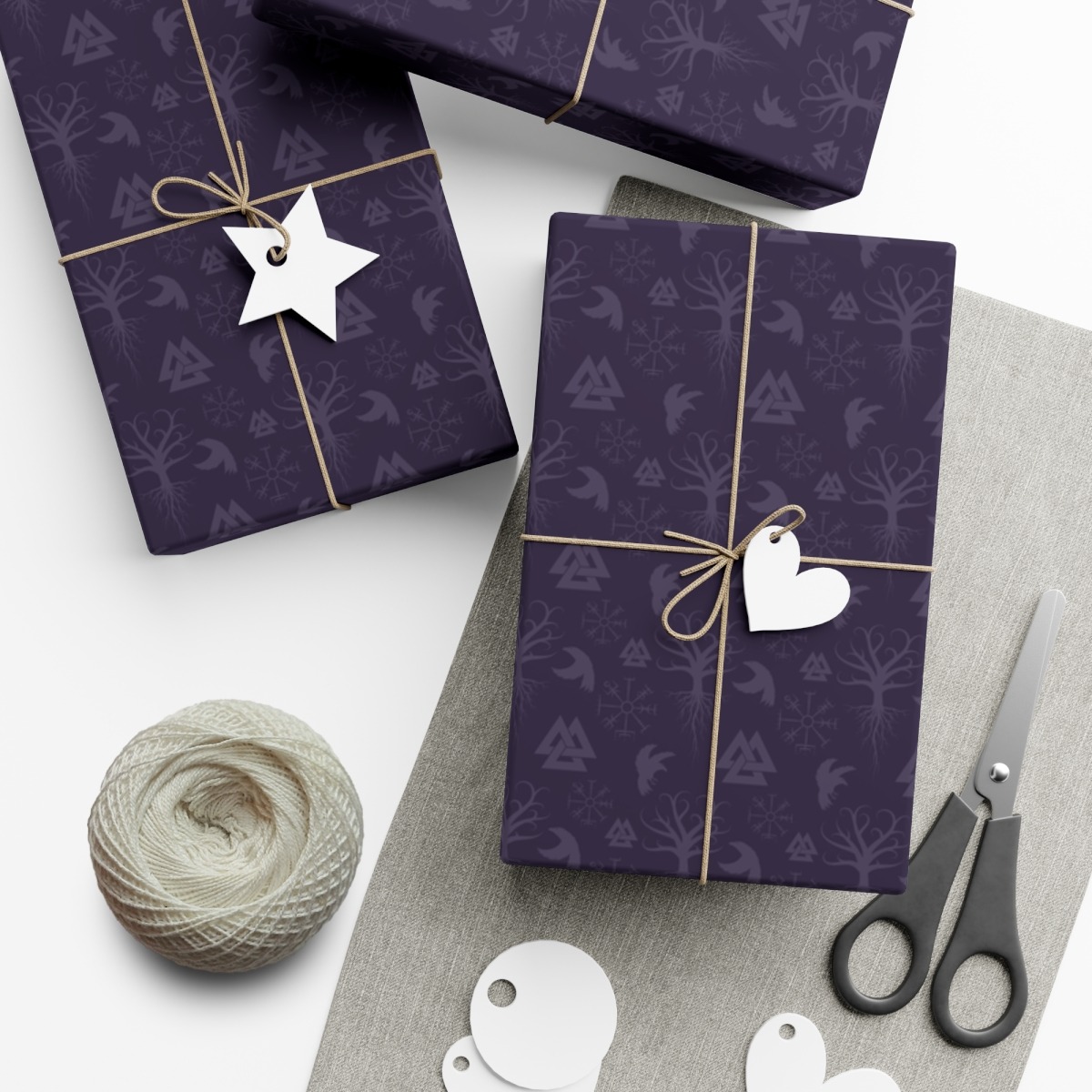 Purple Vegvisir Yggdrasil Ravens Gift Wrap Papers