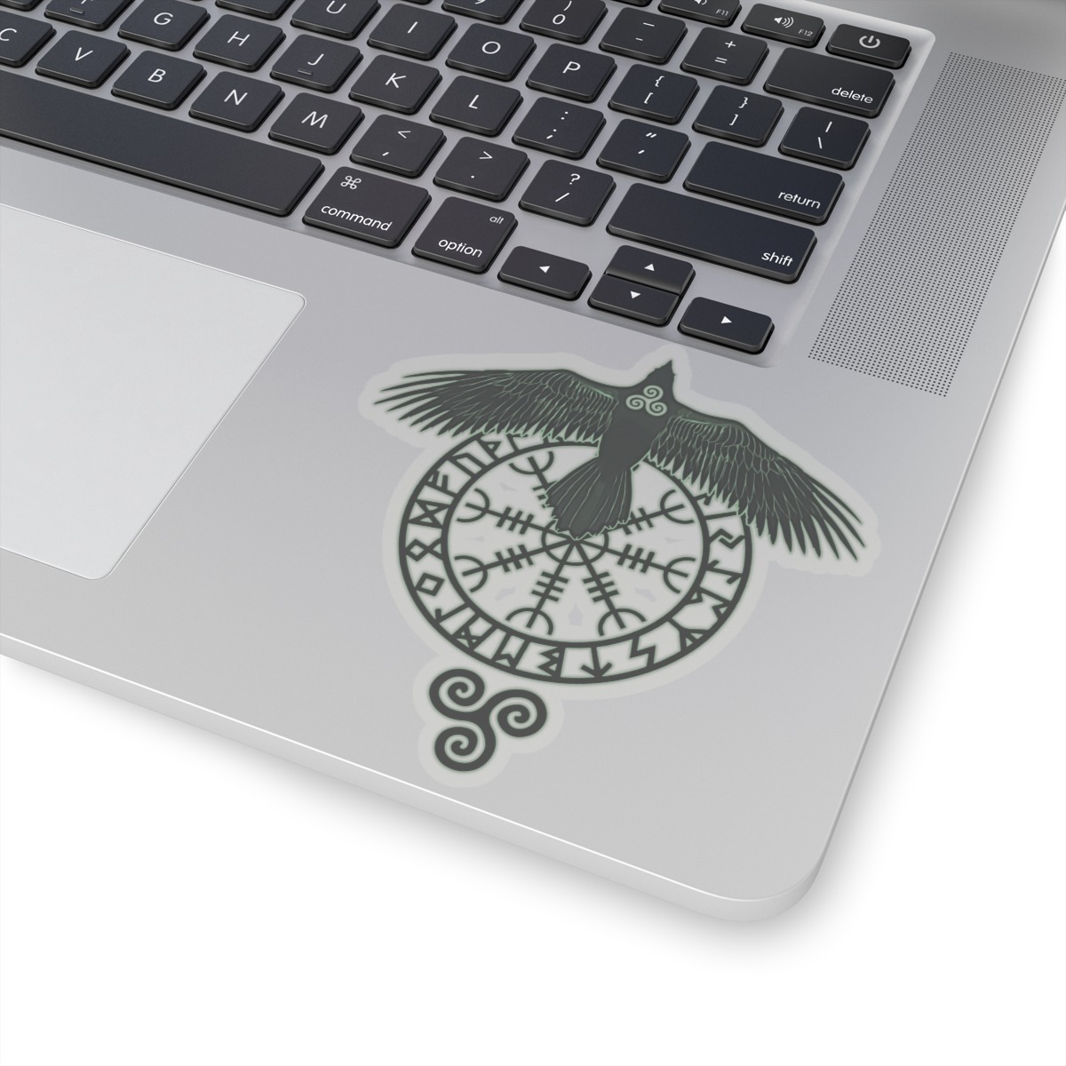 Forest Green Runic Raven Kiss-Cut Stickers