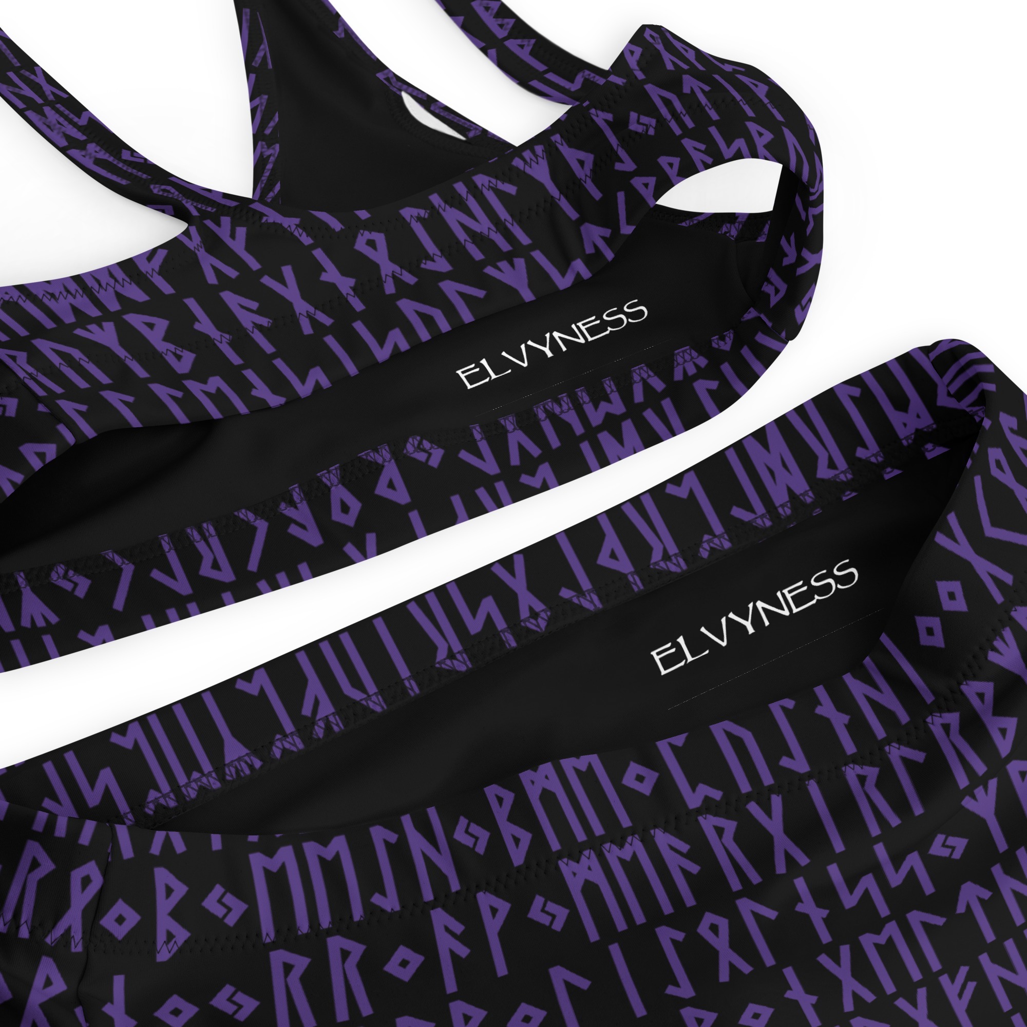 Black & Purple Elder Futhark Runes High Waist Bikini