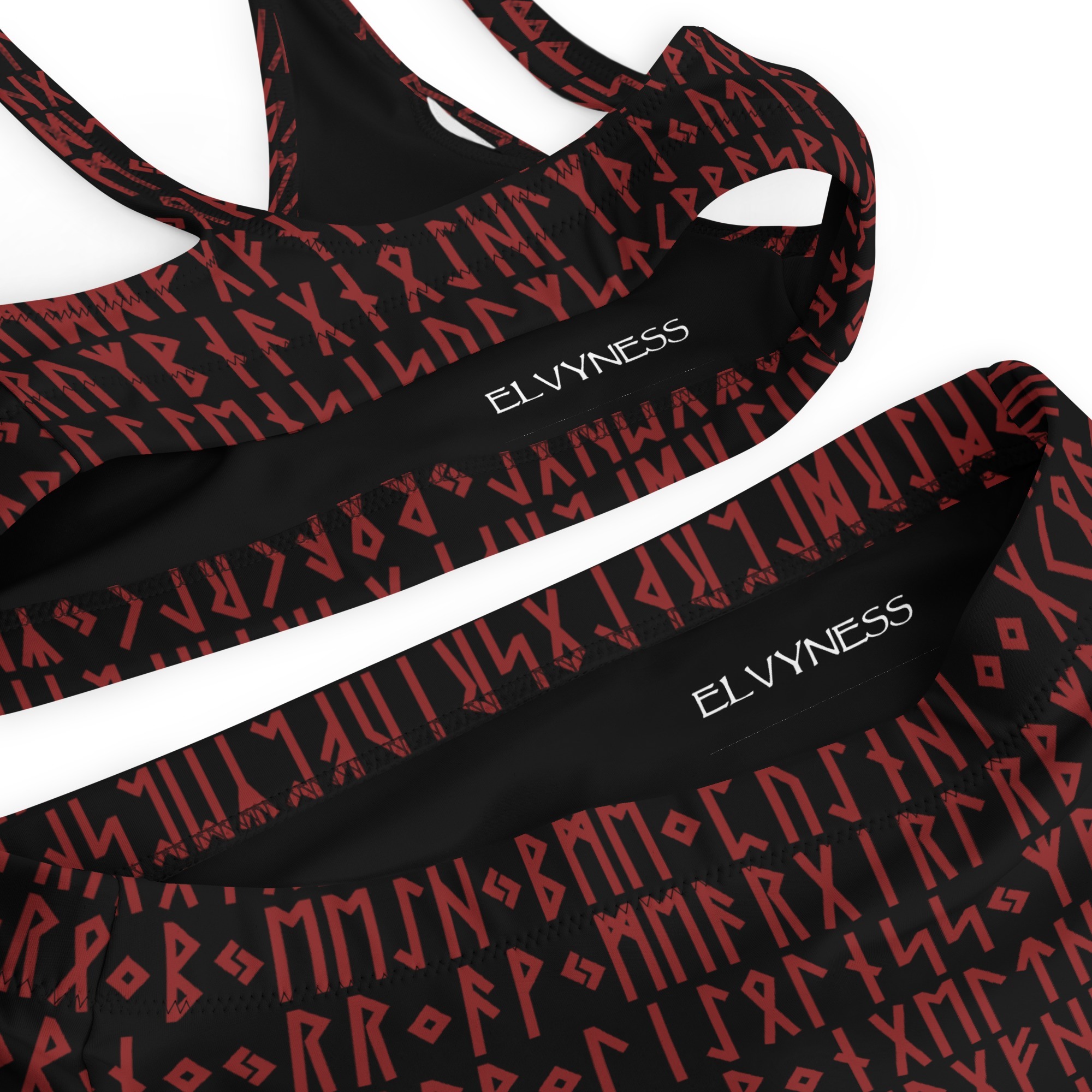 Black & Red Elder Futhark Runes High Waist Bikini