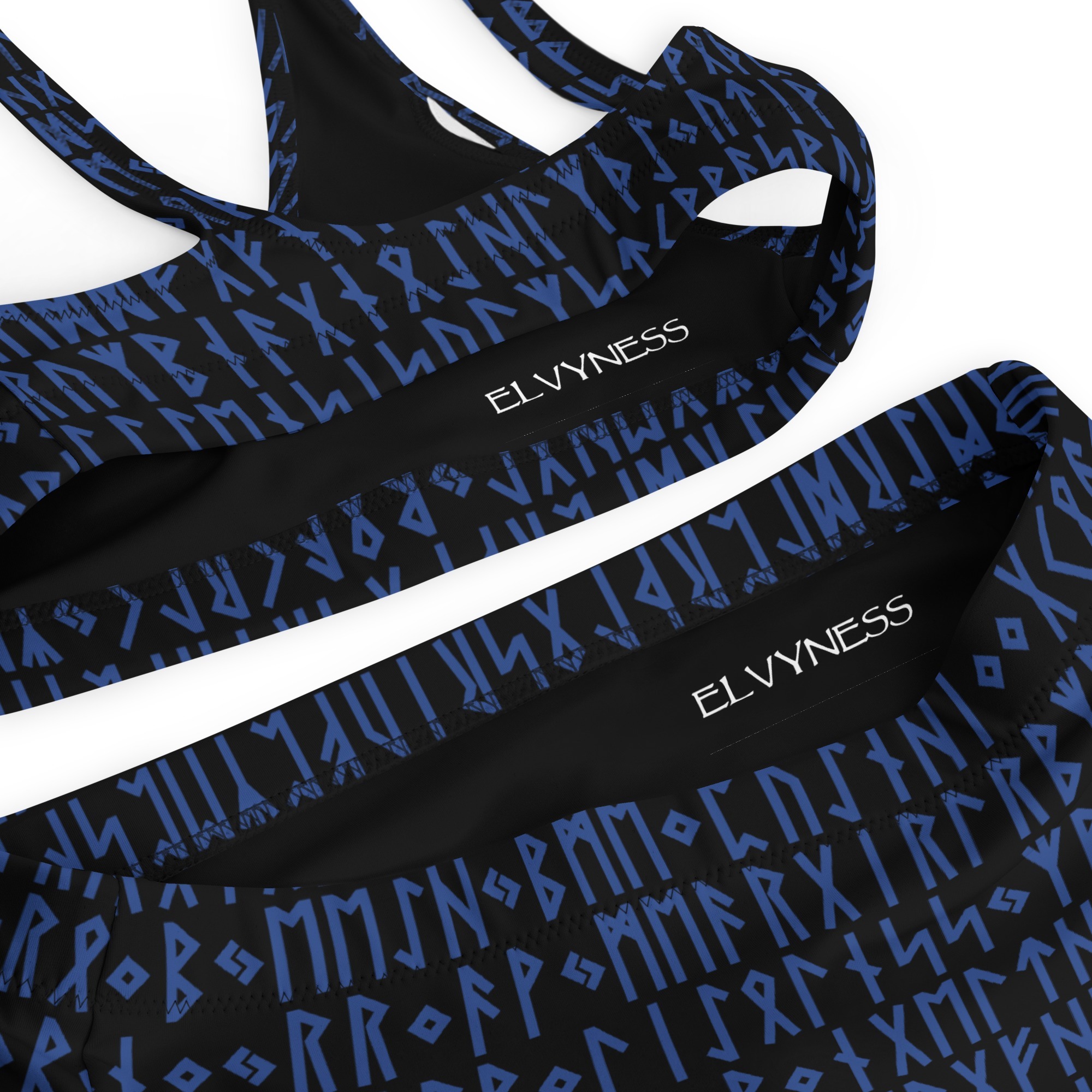 Black & Blue Elder Futhark Runes High Waist Bikini
