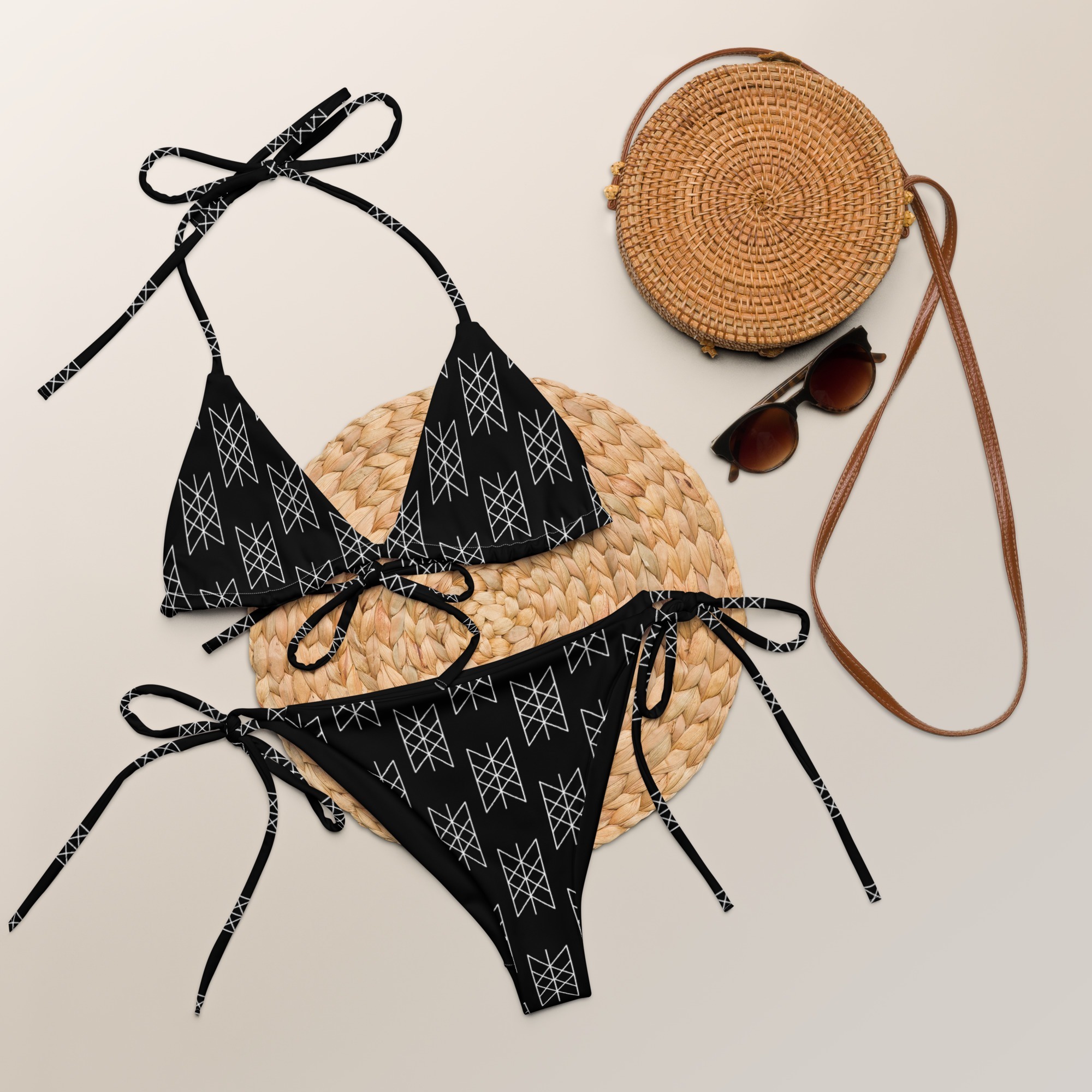 Black & White Web Of Wyrd String Bikini