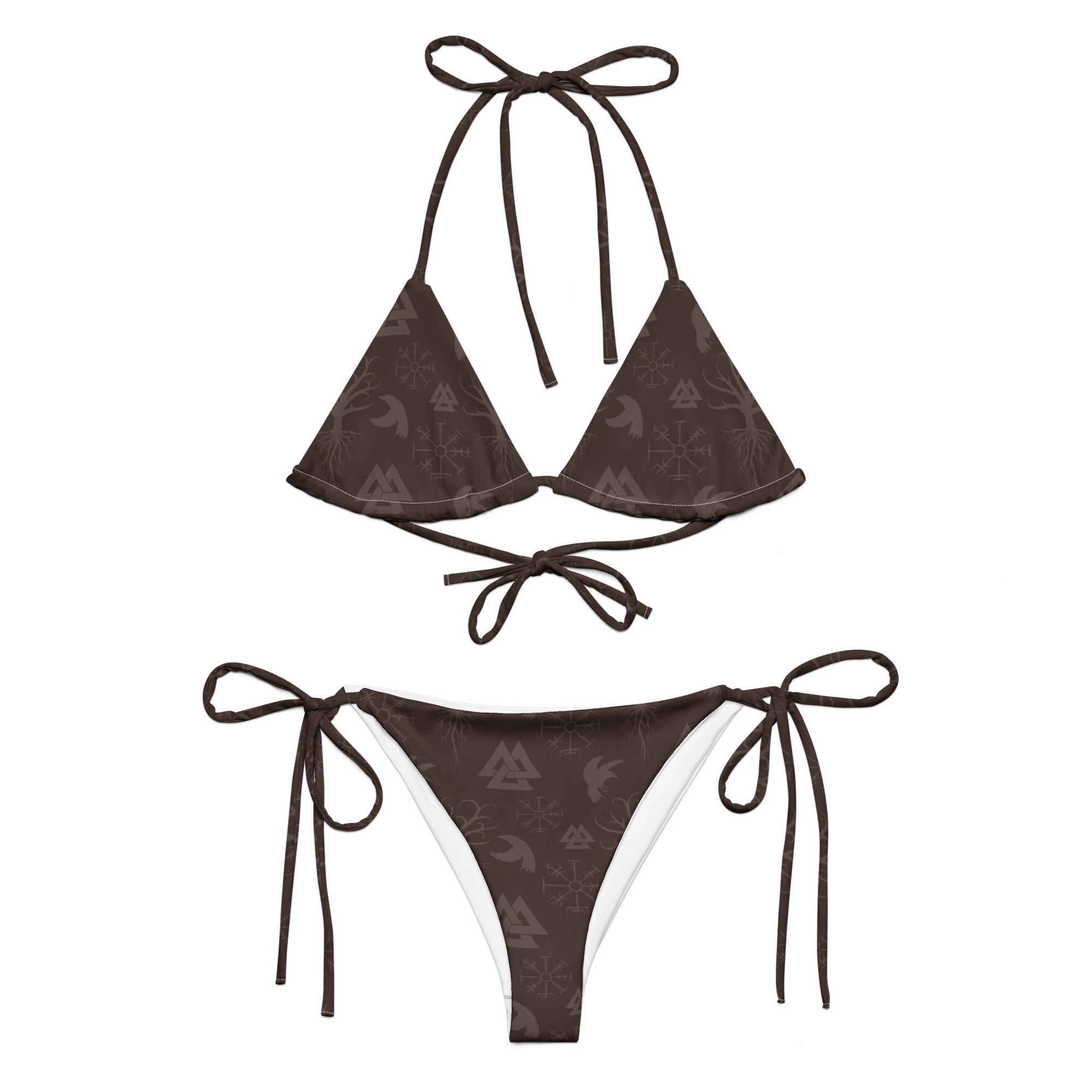 Brown Norse Symbols String Bikini