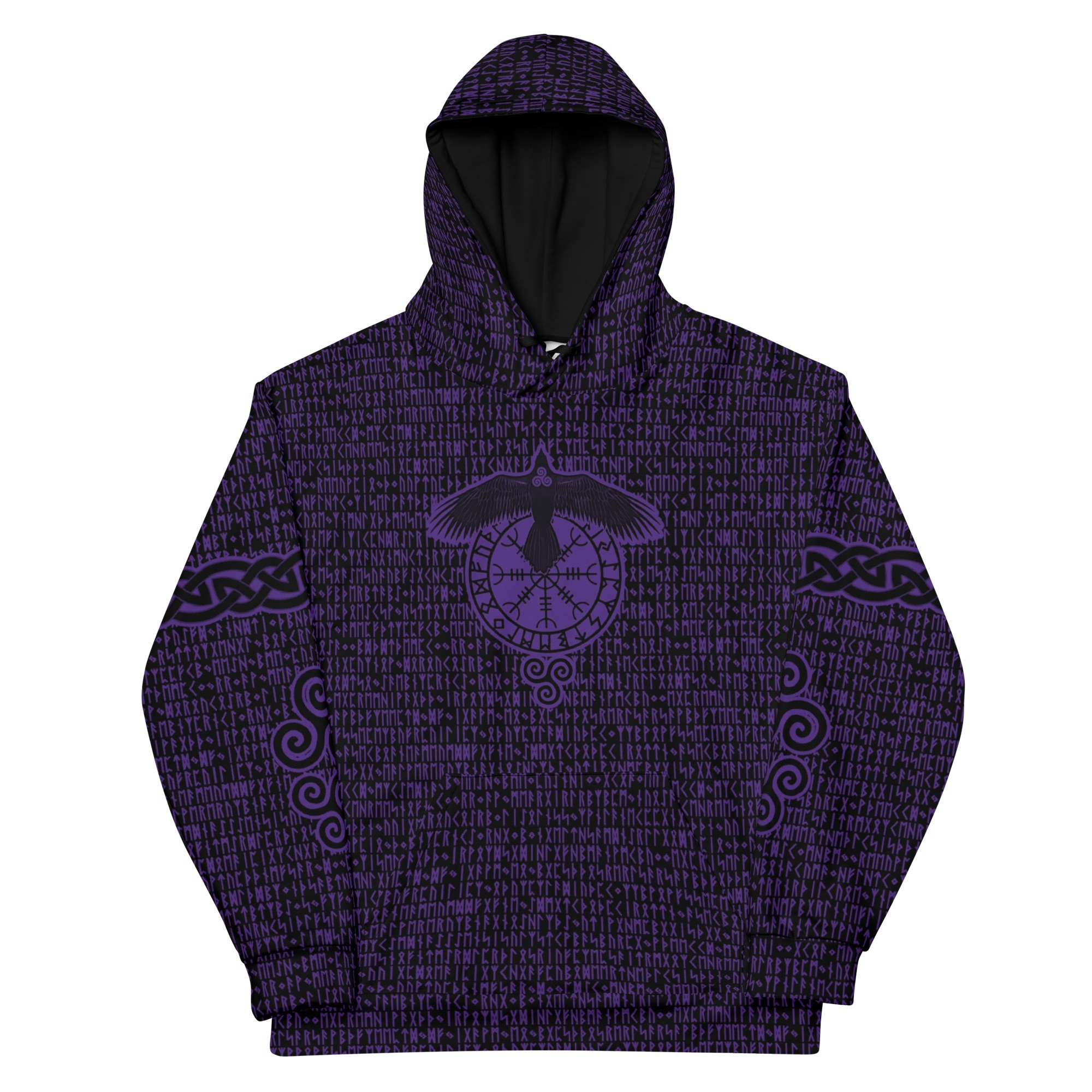 Purple Raven Elder Futhark Runes Hoodie