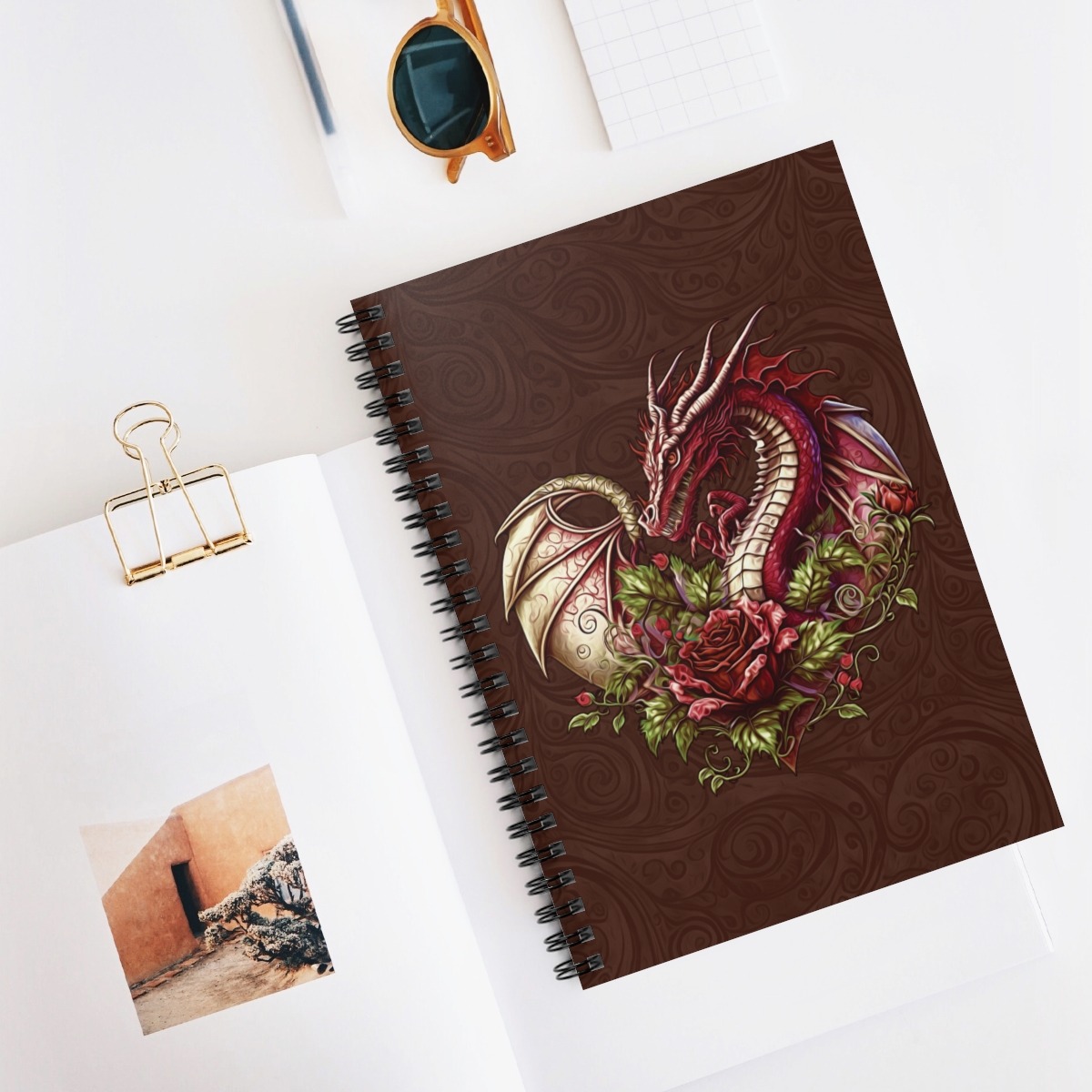 Heart Shaped Dragon Spiral Notebook