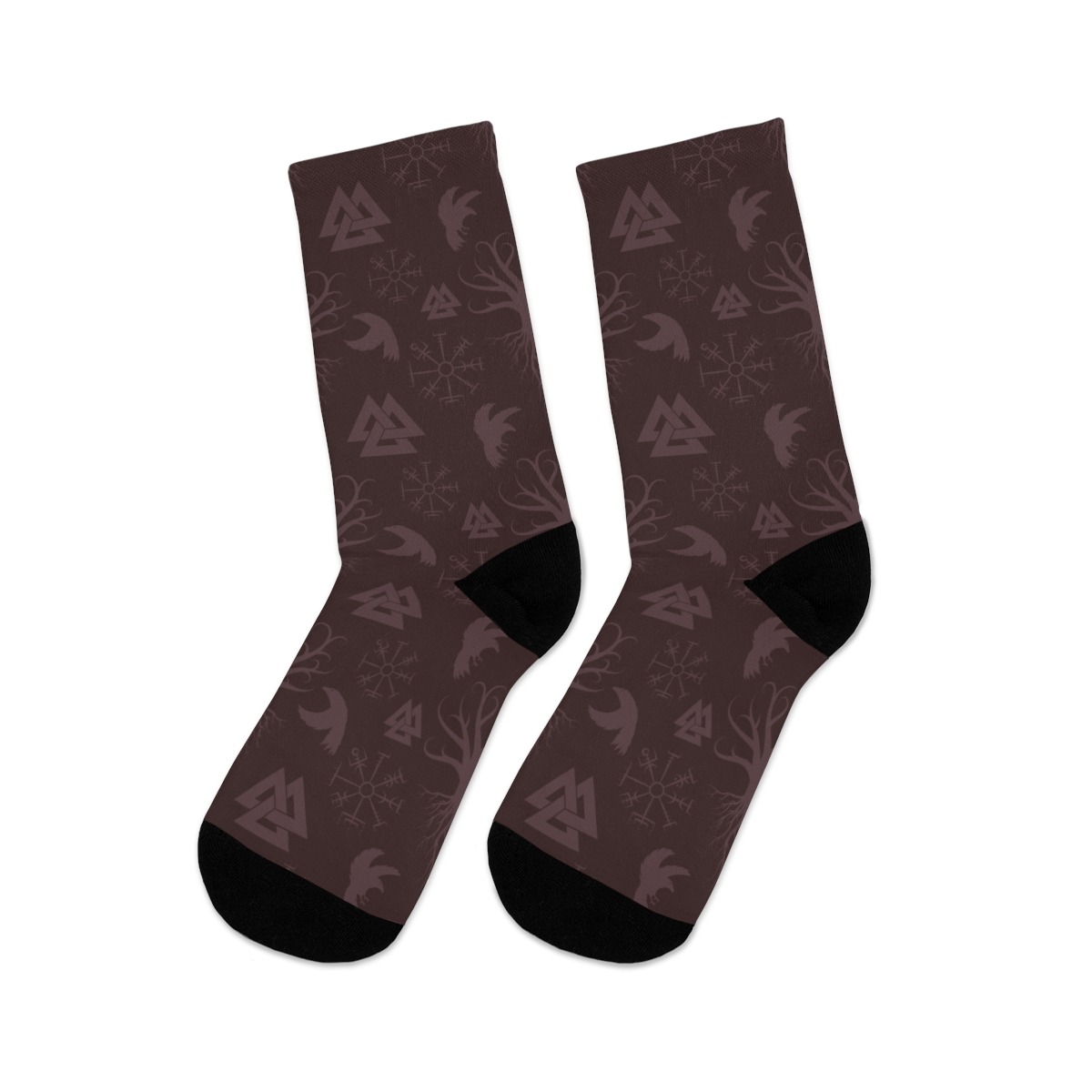 Maroon Norse Symbols Socks