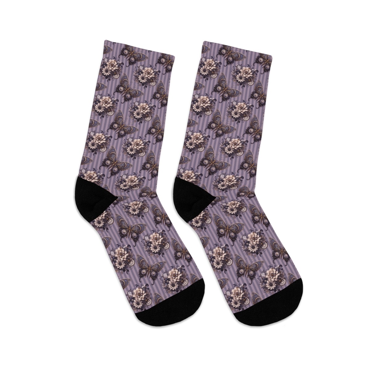 Lavender Steampunk Butterflies Socks