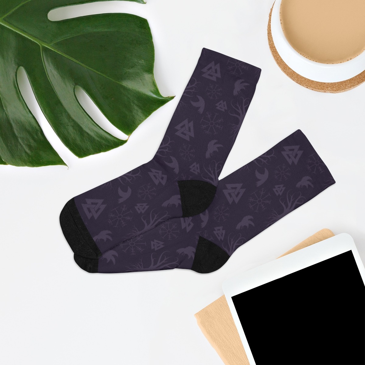 Purple Norse Symbols Socks