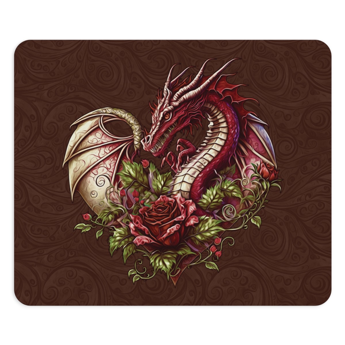 Heart Shaped Dragon Mouse Pad