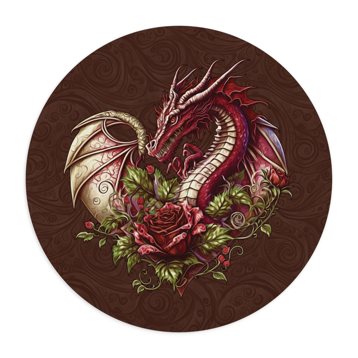 Heart Shaped Dragon Mouse Pad