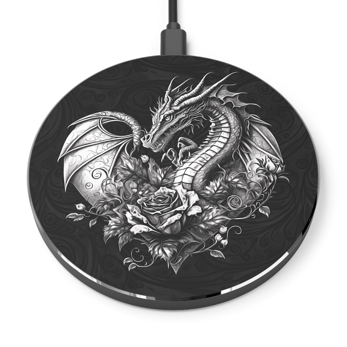 Gray Heart Shaped Dragon Wireless Charger