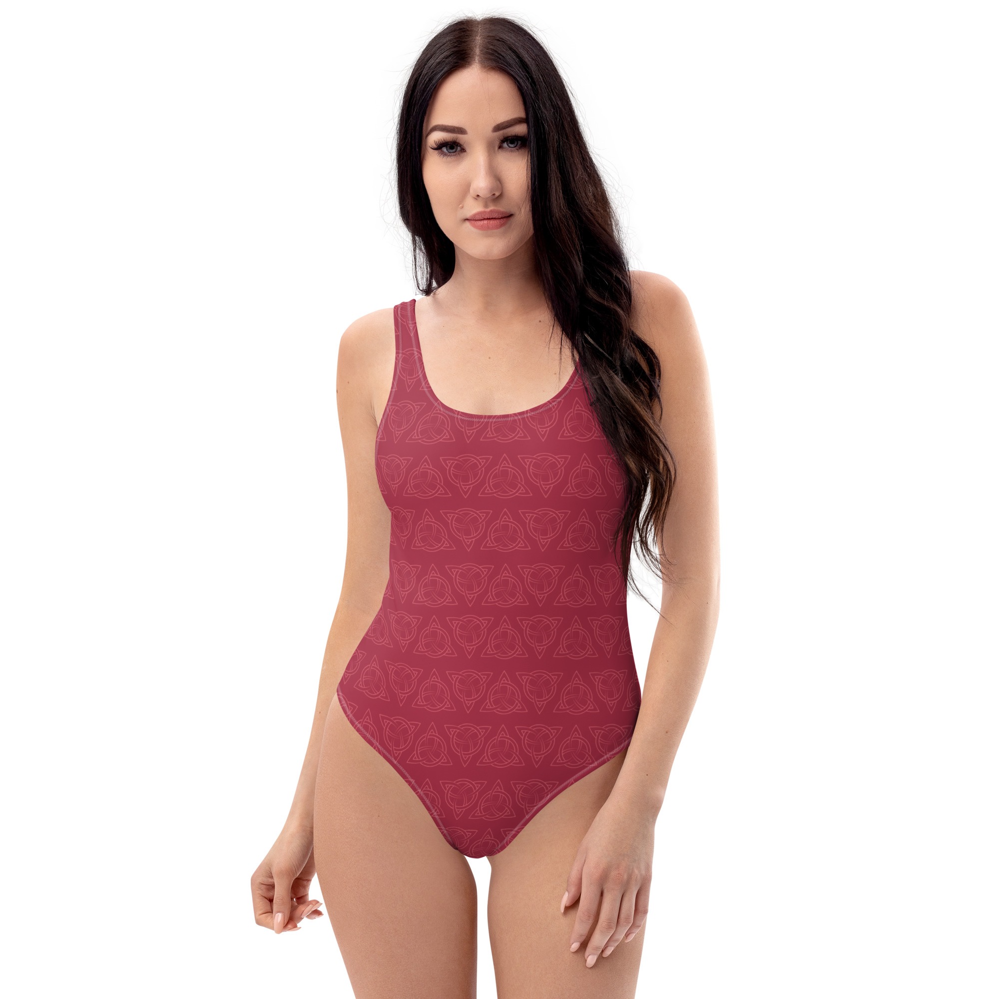 Red Celtic Triquetra One-Piece Swimsuit
