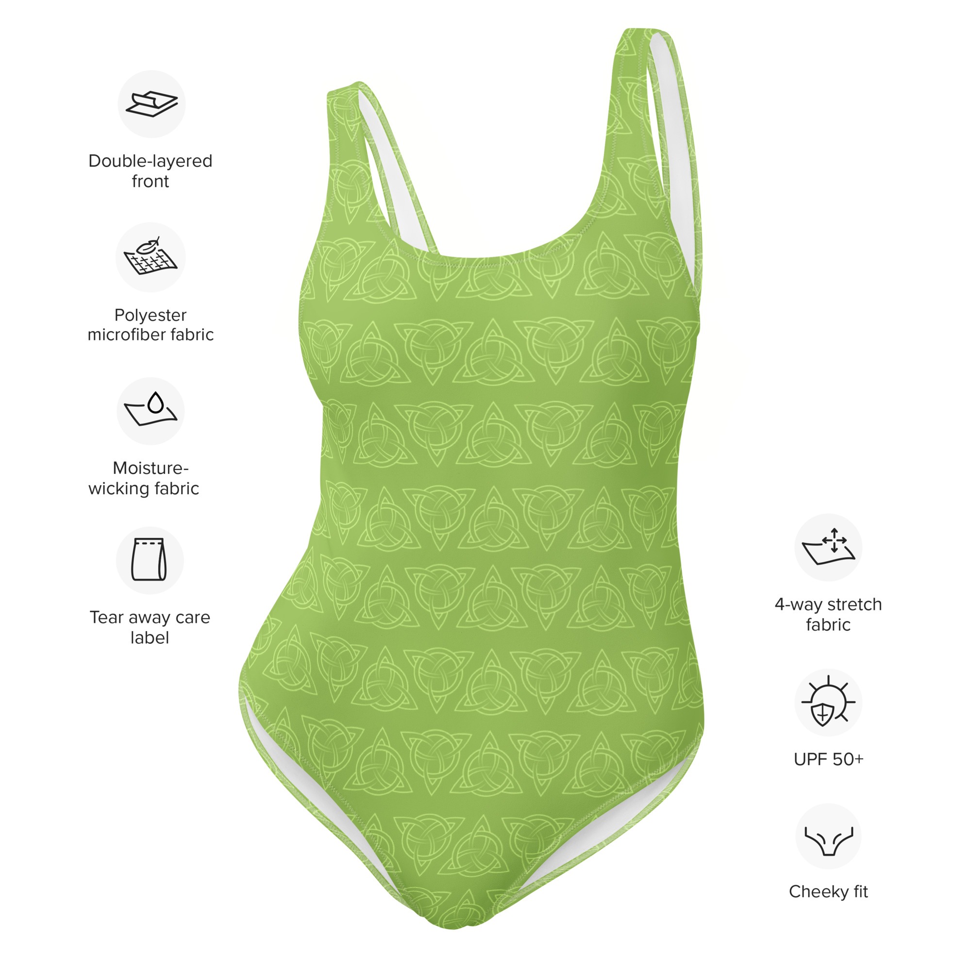 Green Celtic Triquetra One-Piece Swimsuit