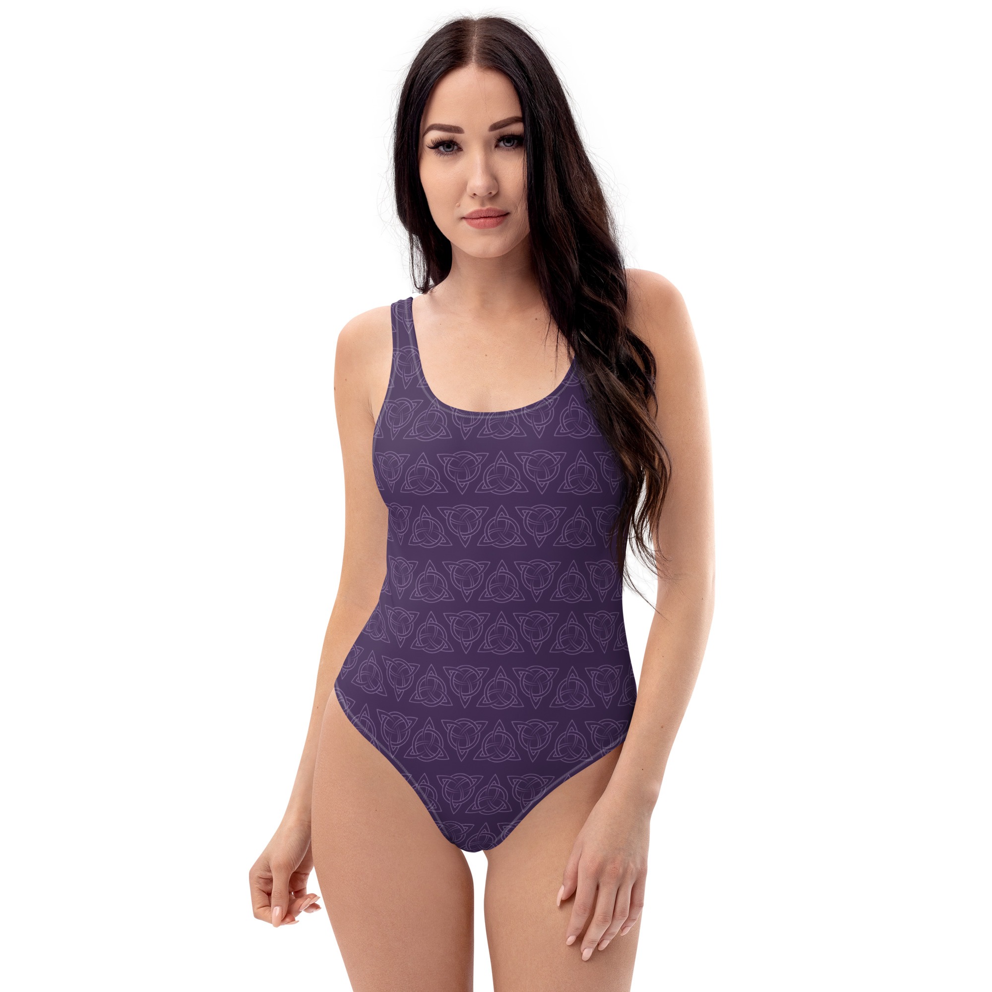Purple Celtic Triquetra One-Piece Swimsuit