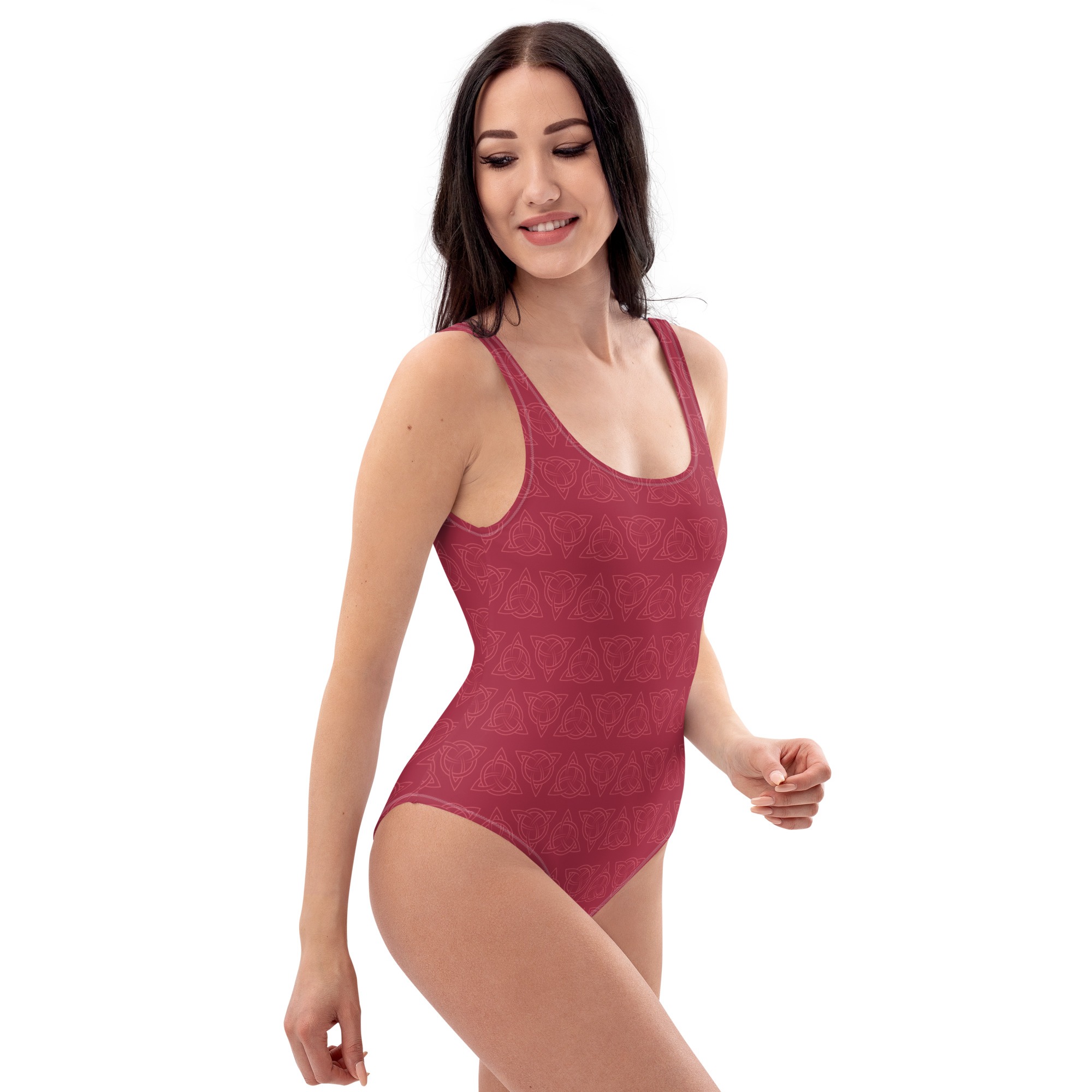 Red Celtic Triquetra One-Piece Swimsuit