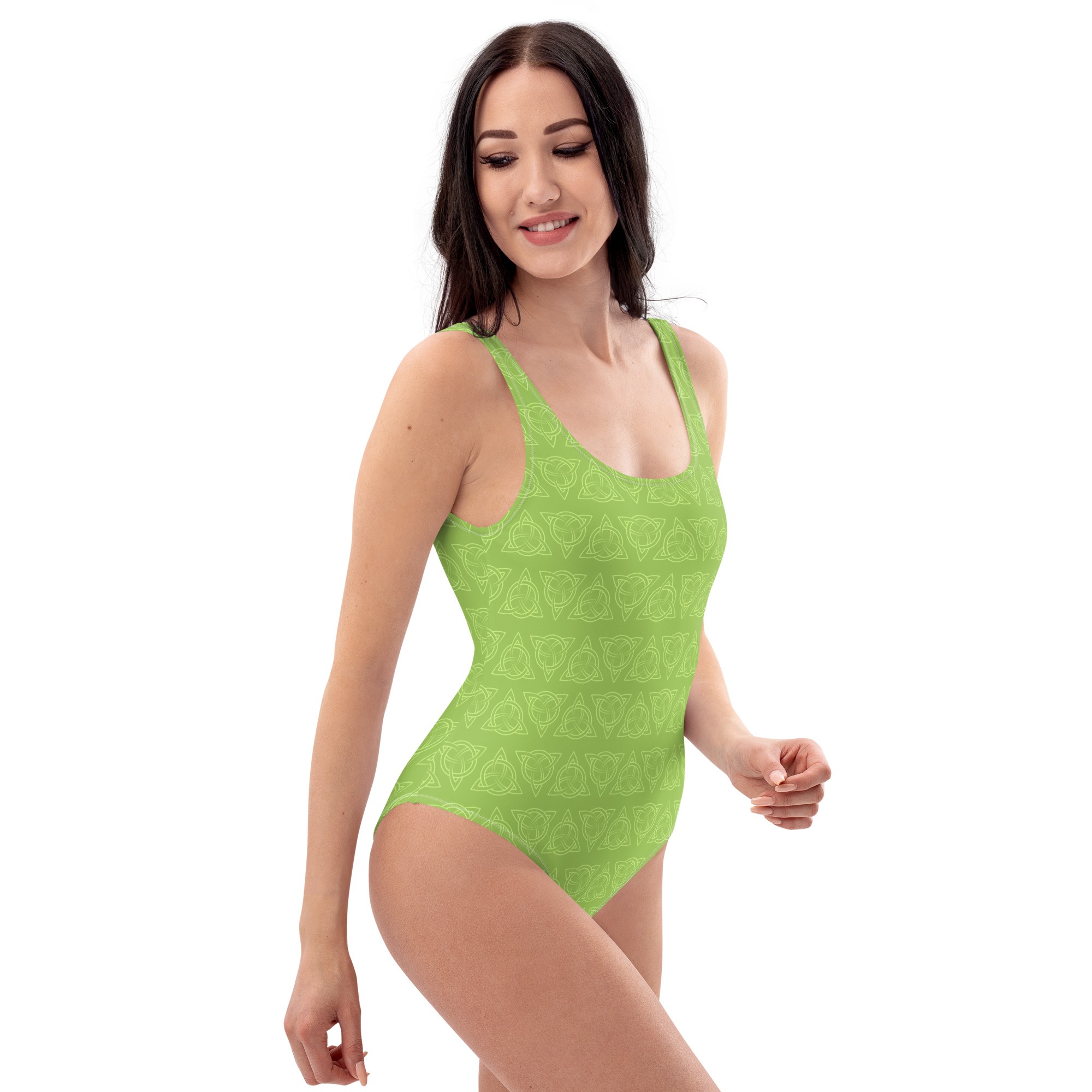 Green Celtic Triquetra One-Piece Swimsuit
