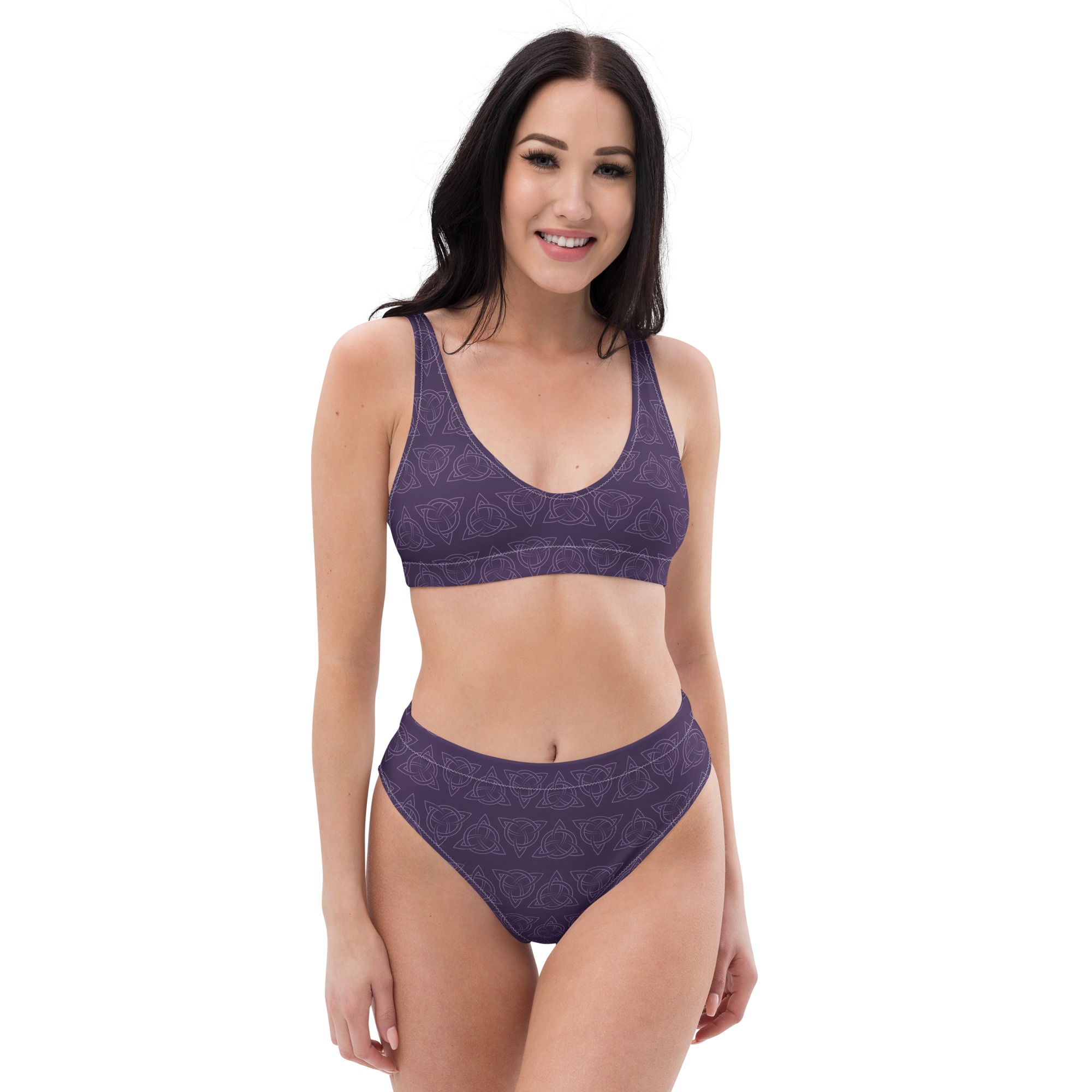 Purple Celtic Triquetra High-Waist Bikini