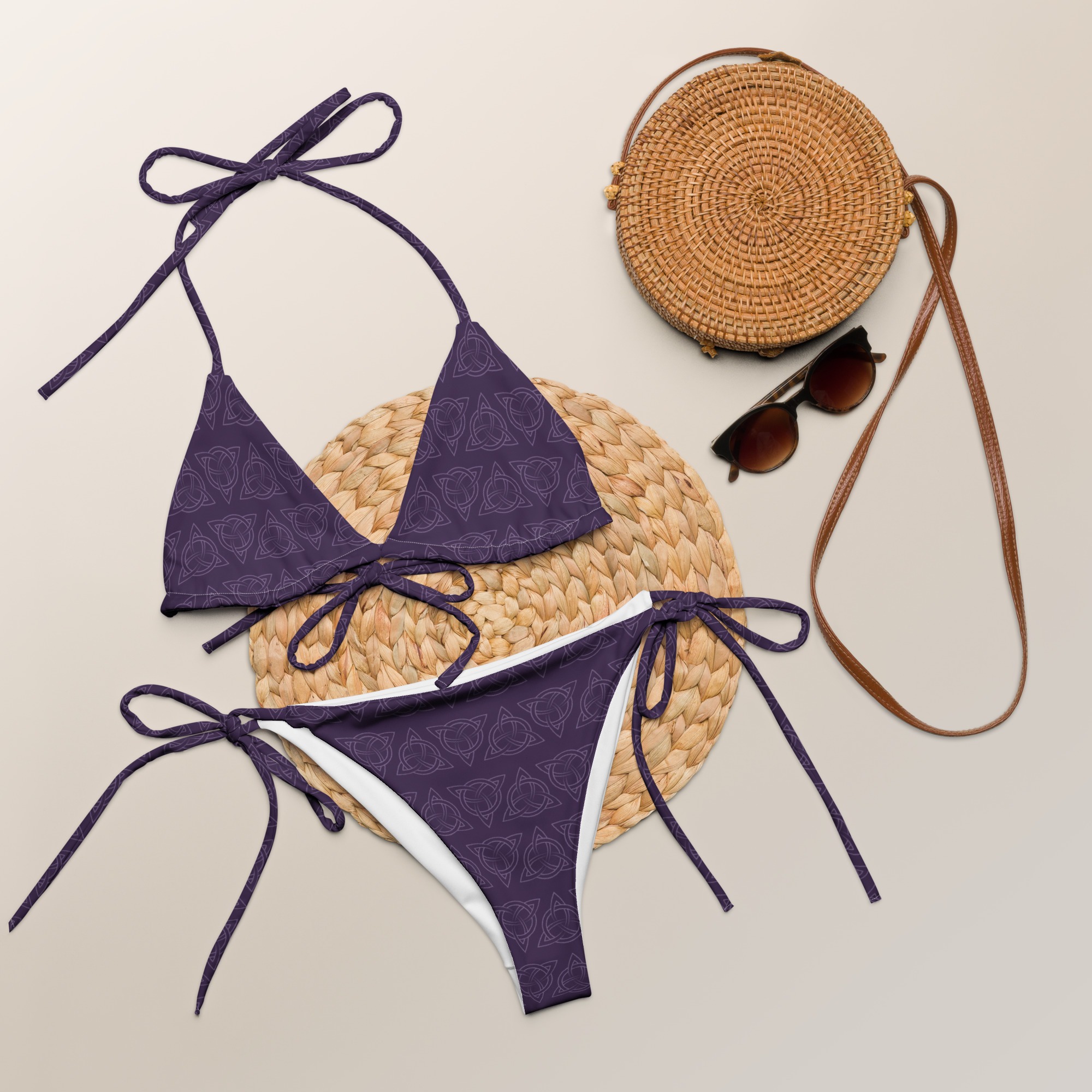 Purple Celtic Triquetra String Bikini