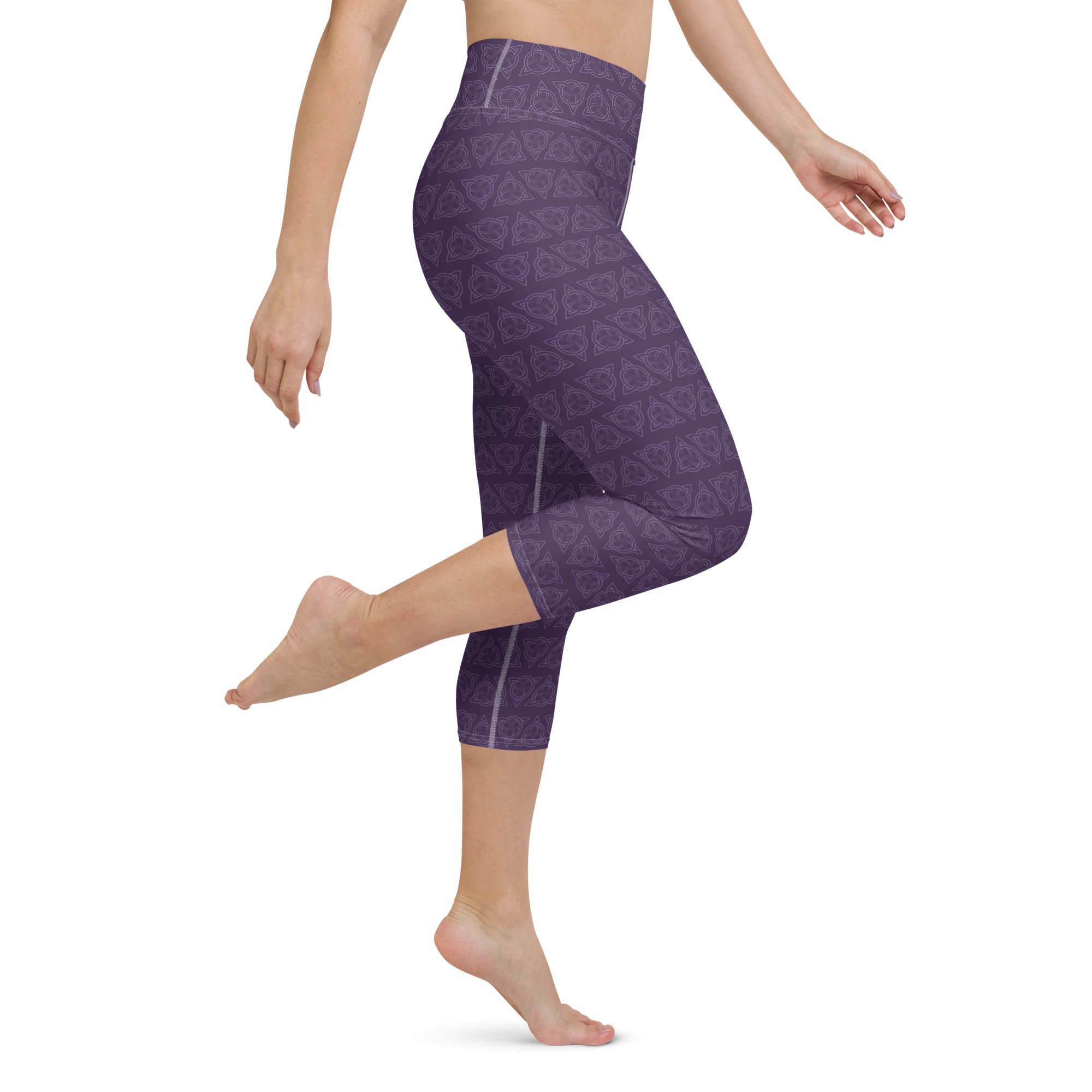 Purple Celtic Triquetra Yoga Capri Leggings