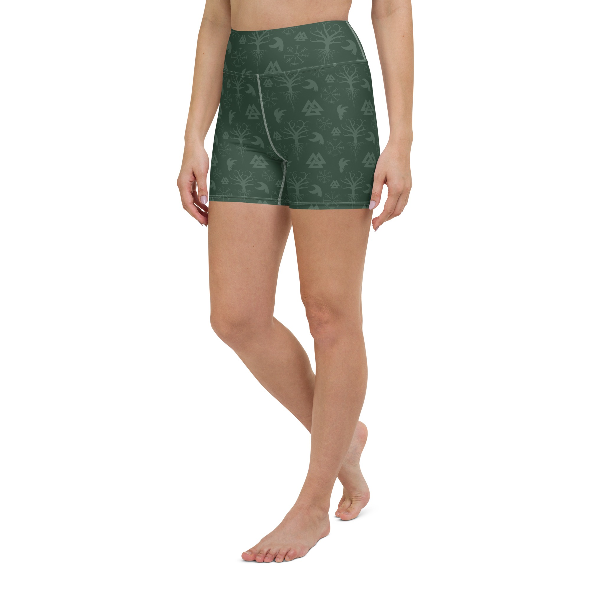 Green Norse Symbols Yoga Shorts