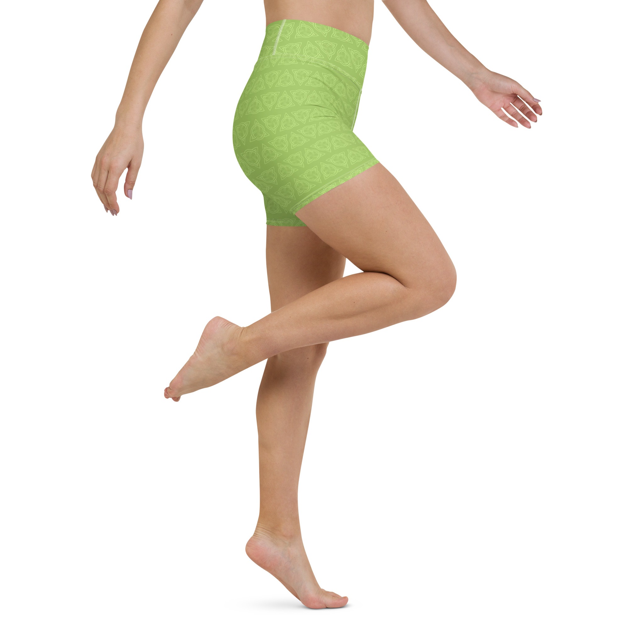 Green Celtic Triquetra Yoga Shorts