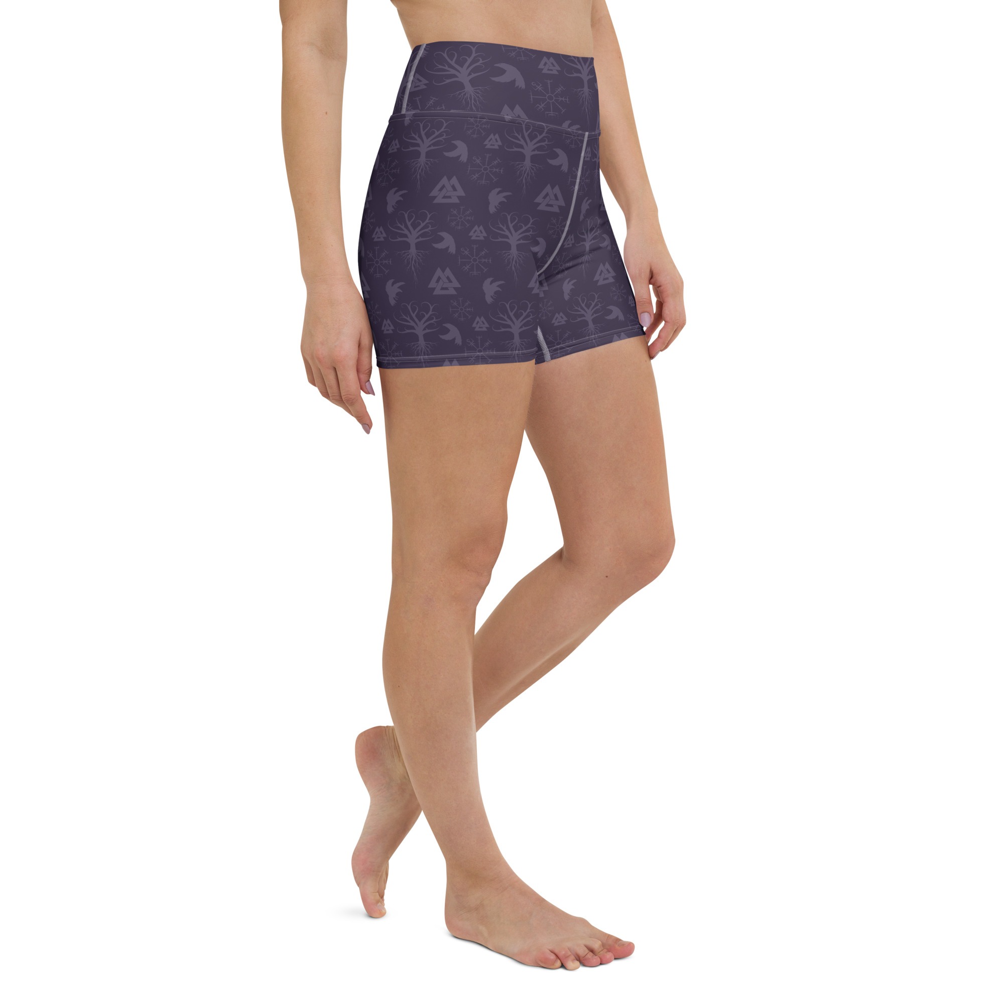 Purple Norse Symbols Yoga Shorts