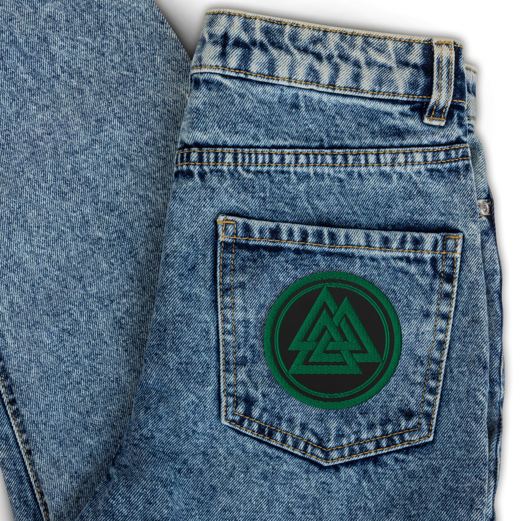 Green Valknut Embroidered Patch