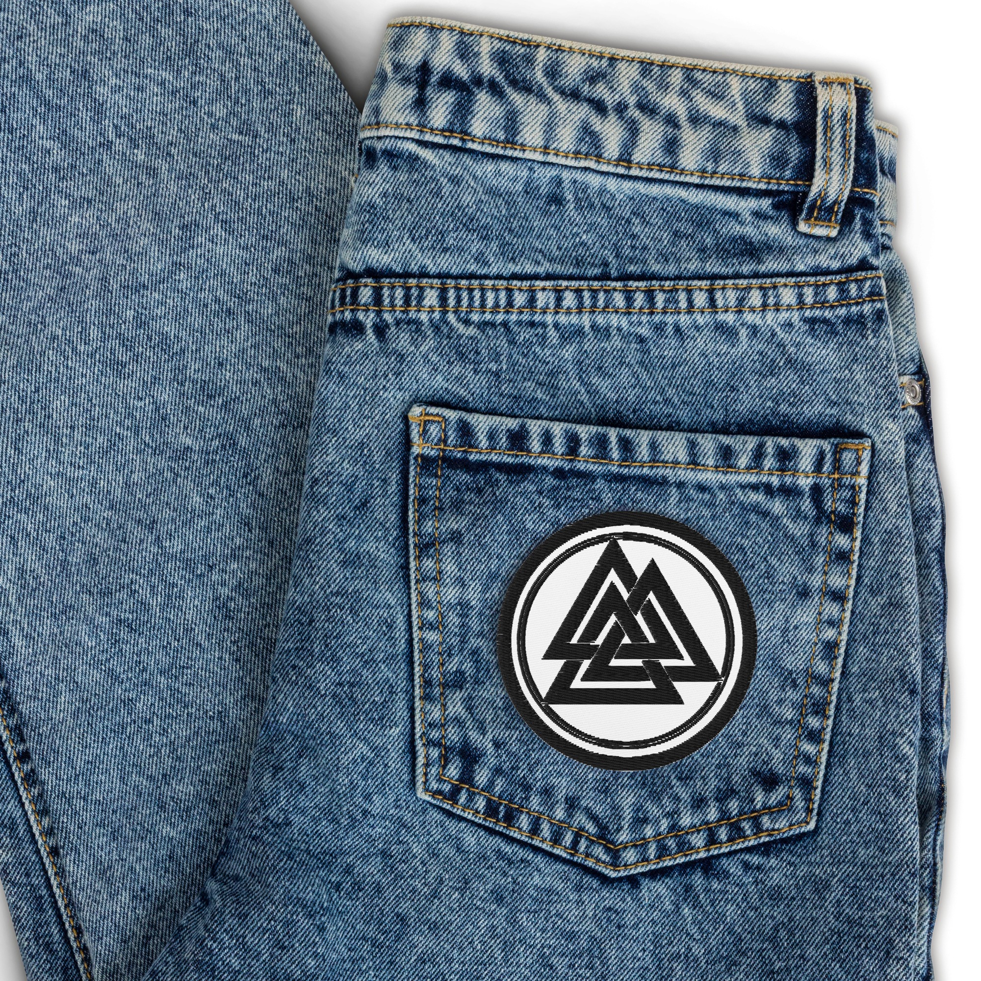 Black & White Valknut Embroidered Patch